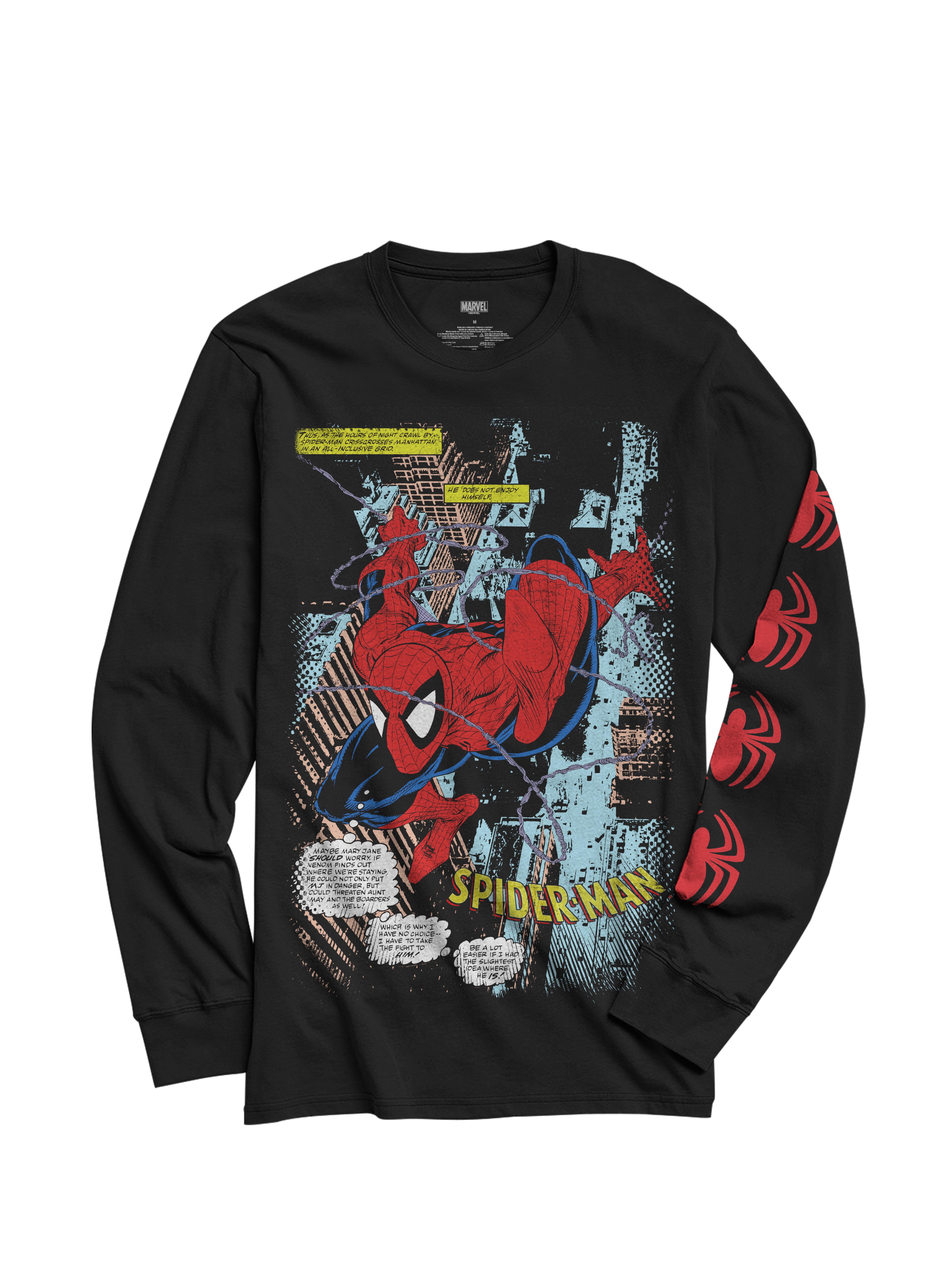 Marvel Spider-Man Comic Long-Sleeve T-Shirt, BLACK, hi-res