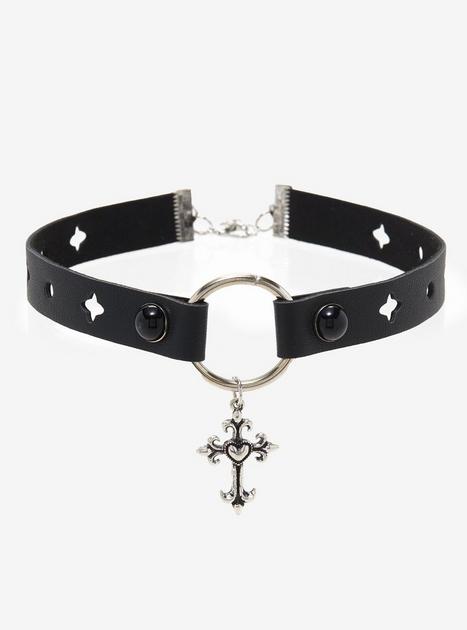 Black Cross O-Ring Choker | Hot Topic