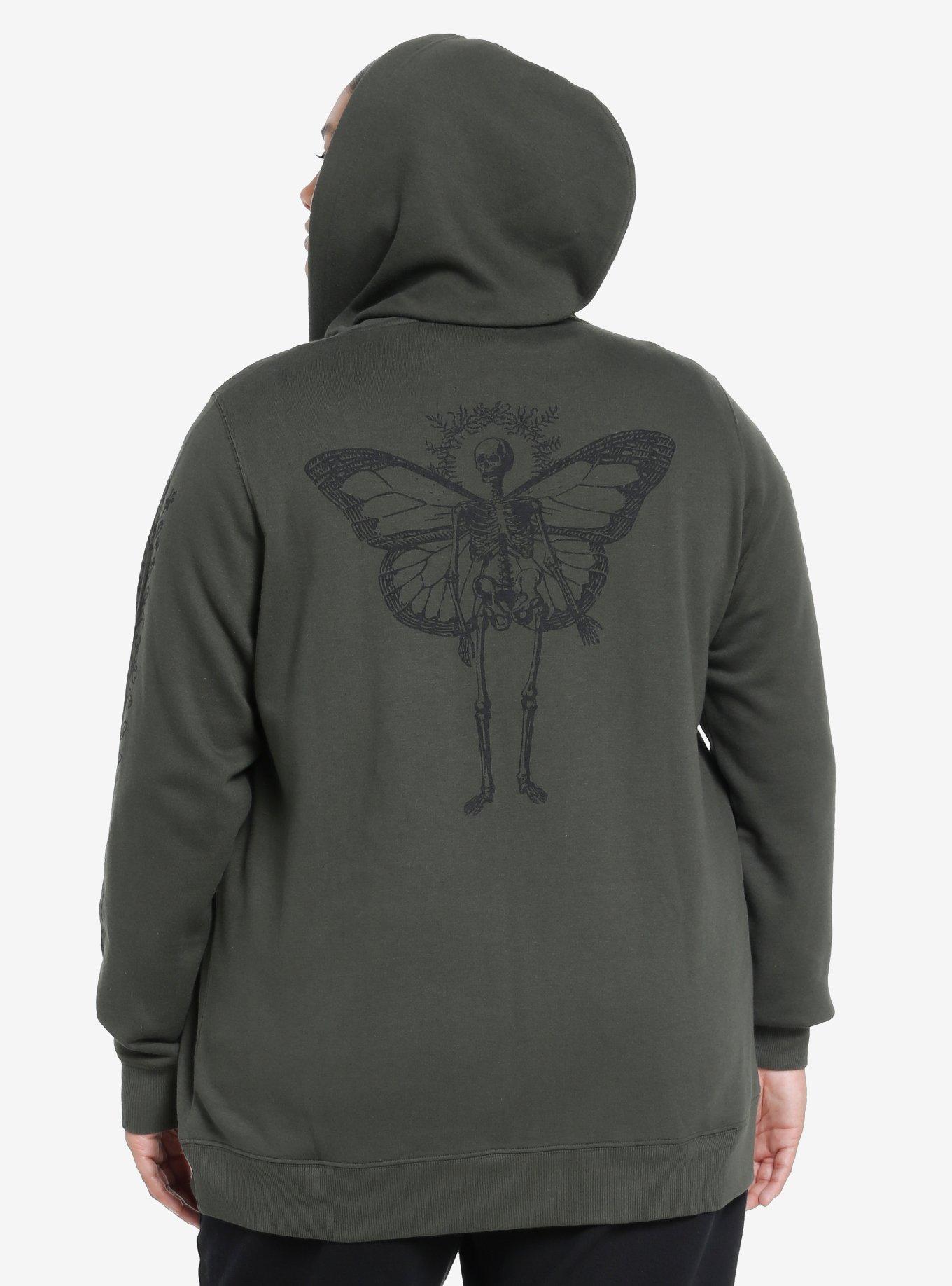 Thorn & Fable Forest Green Skeleton Fairy Girls Hoodie Plus Size, FOREST GREEN, hi-res