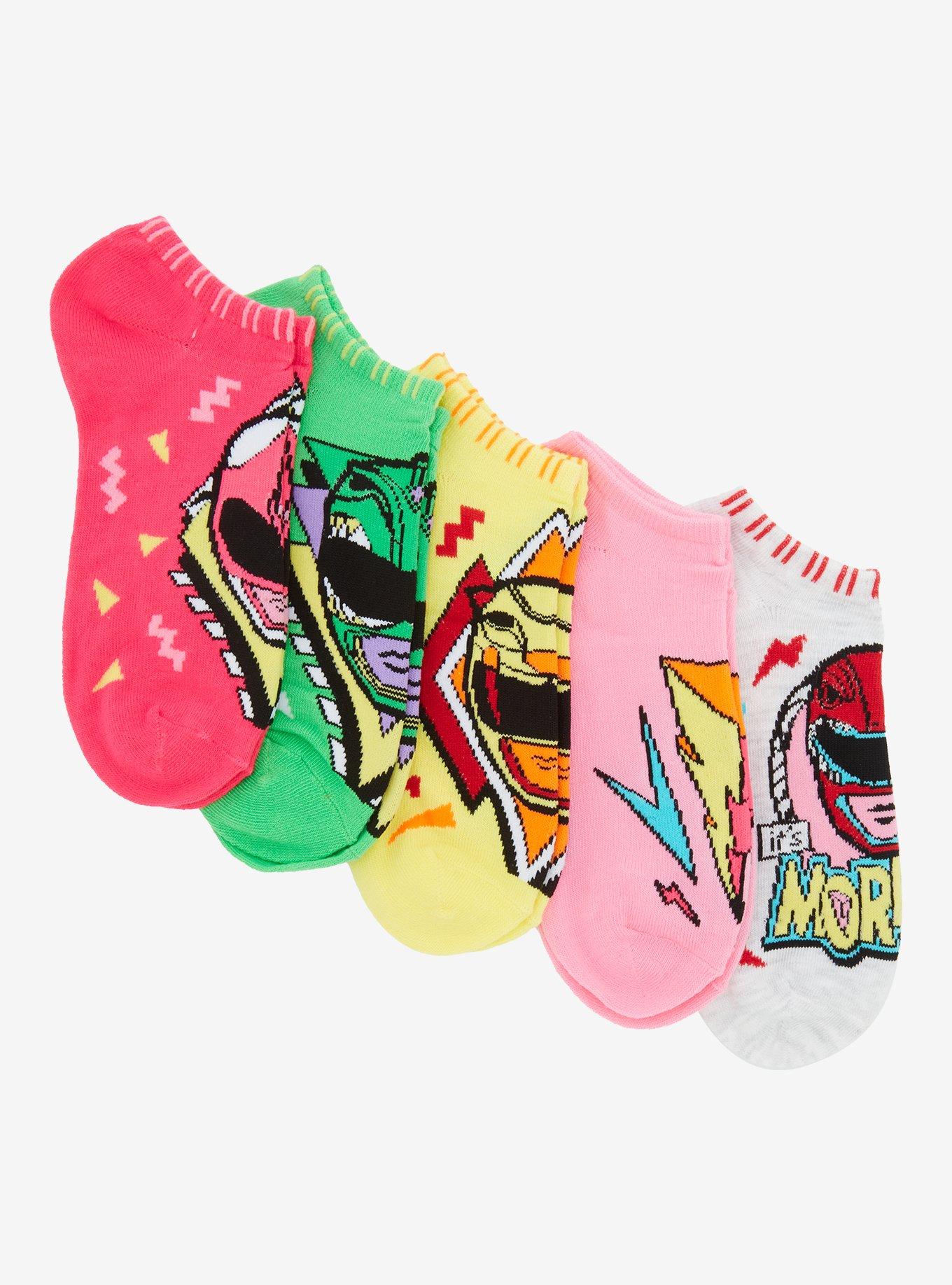 Power Rangers Vibrant No-Show Socks 5 Pair, , hi-res