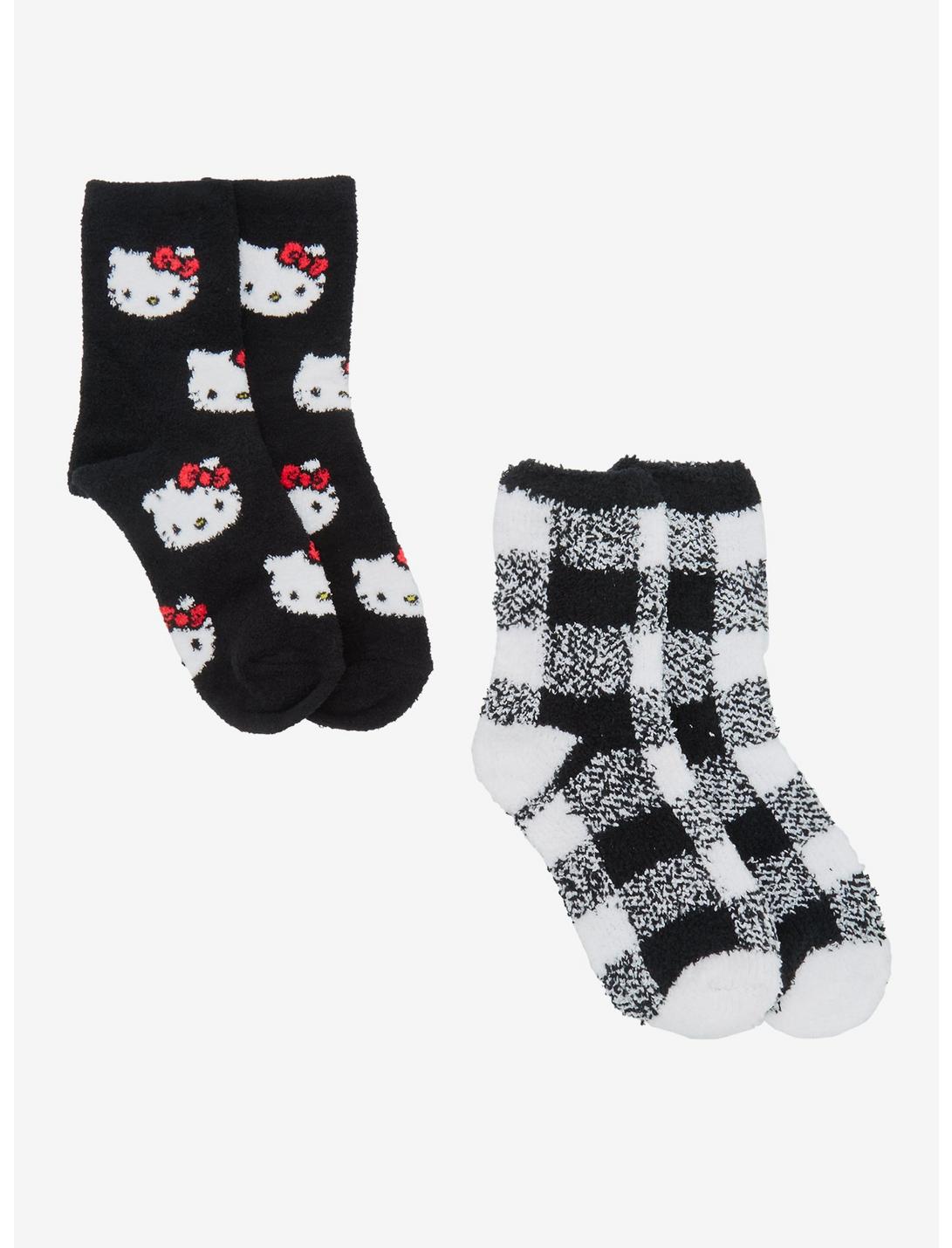 Hello Kitty Gingham Fuzzy Socks 2 Pair, , hi-res