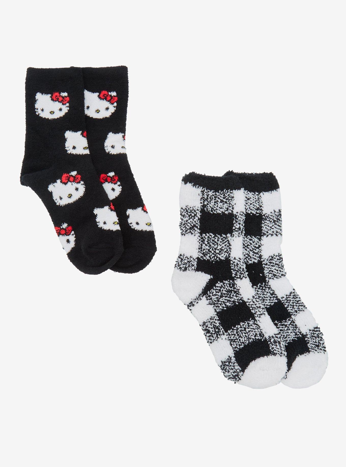 Hello Kitty Gingham Fuzzy Socks 2 Pair 
