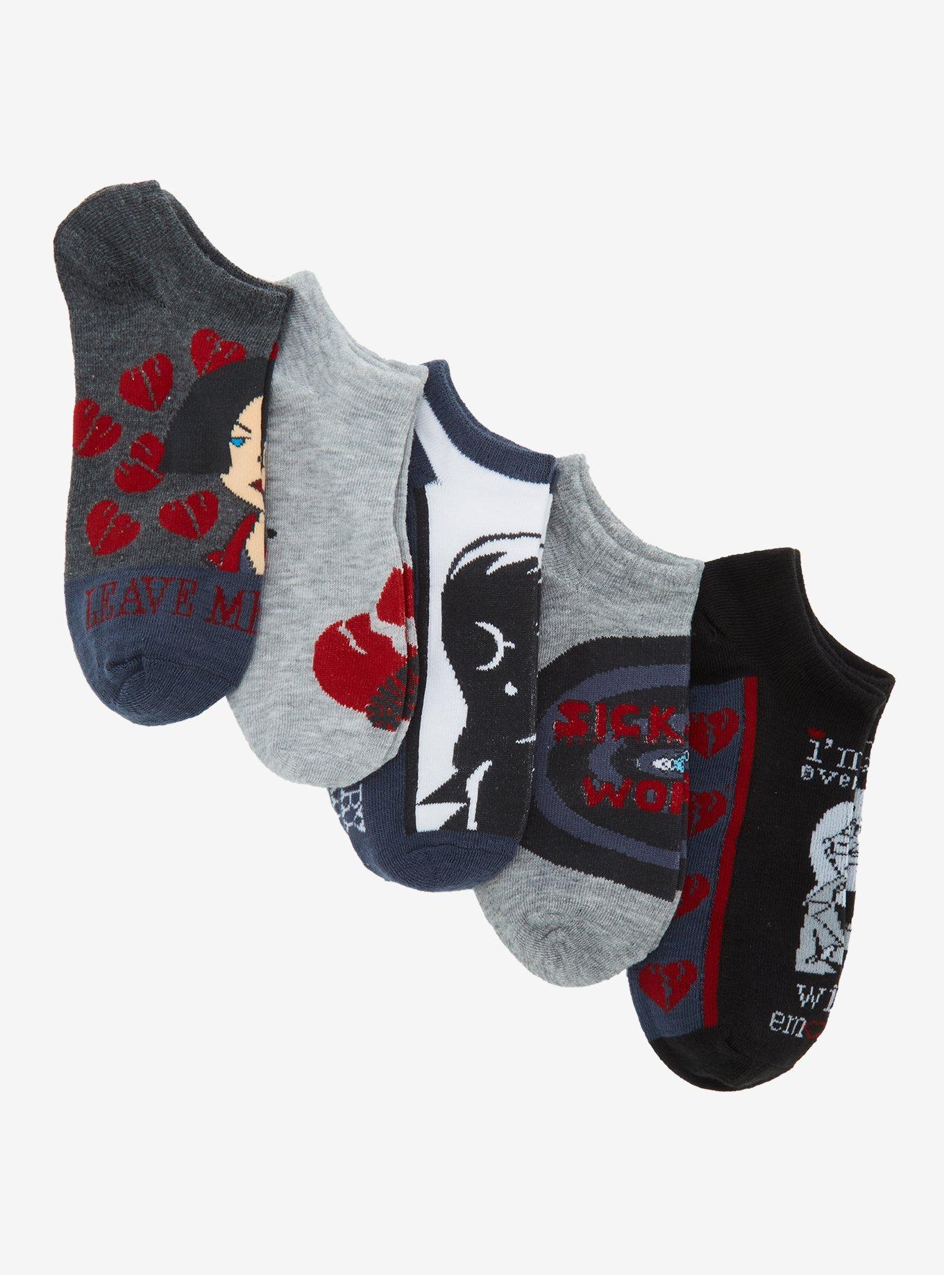 Daria Broken Heart No-Show Socks 5 Pair, , hi-res