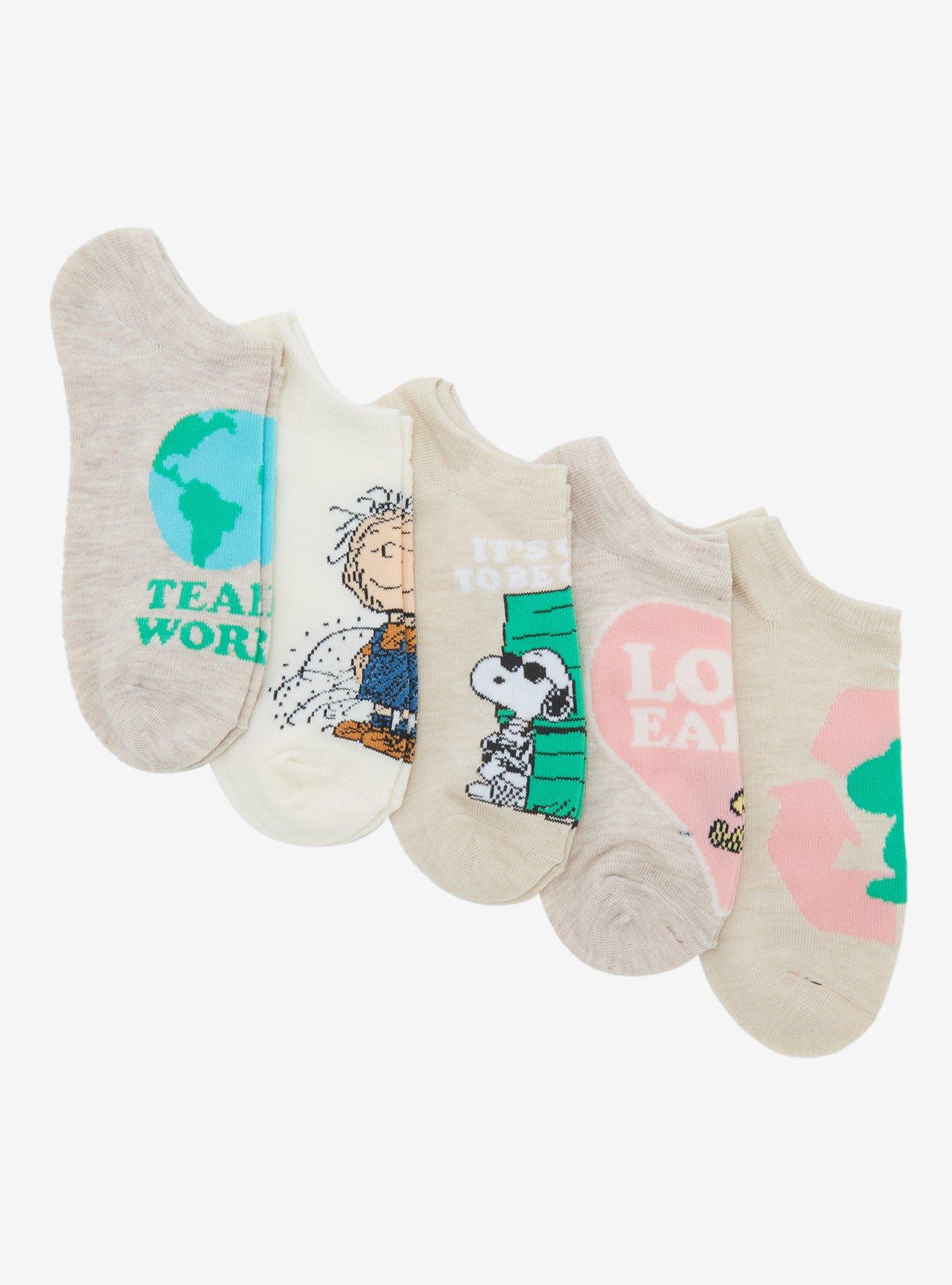 Peanuts Snoopy Earth No-Show Socks 5 Pair, , hi-res