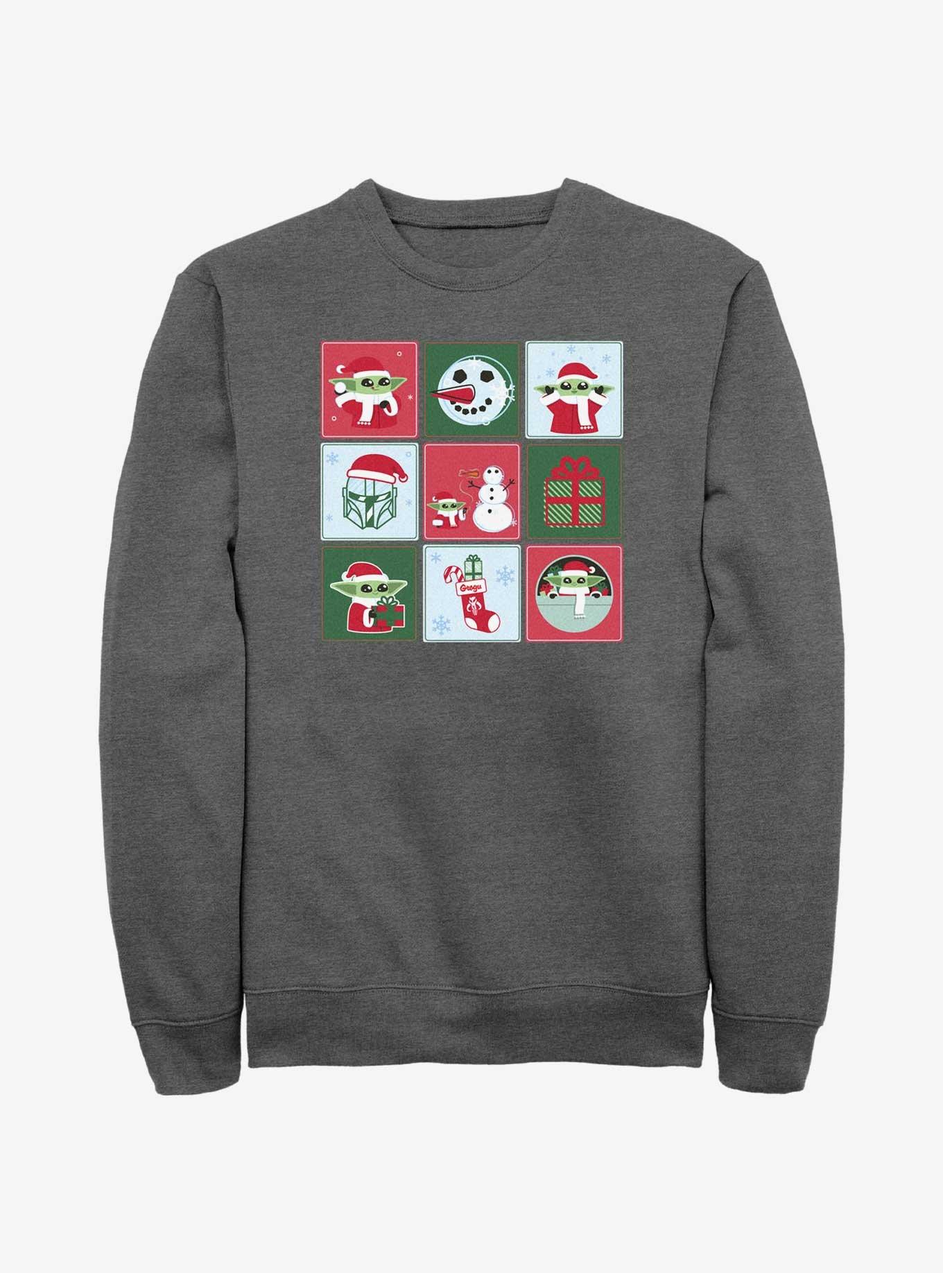 Star Wars The Mandalorian Grogu Festivities Sweatshirt, CHAR HTR, hi-res