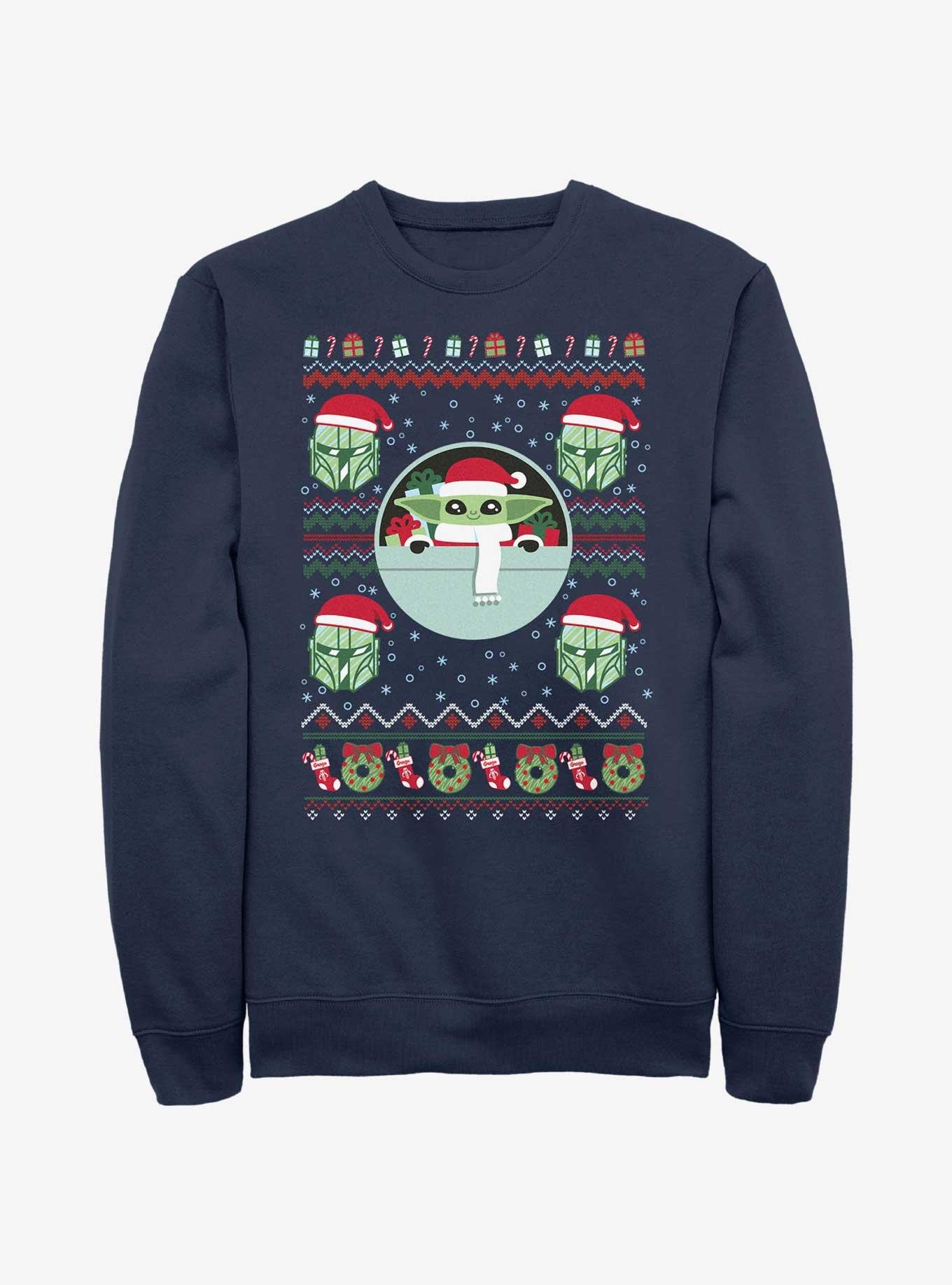Star Wars The Mandalorian Grogu Ugly Christmas Sweatshirt, NAVY, hi-res