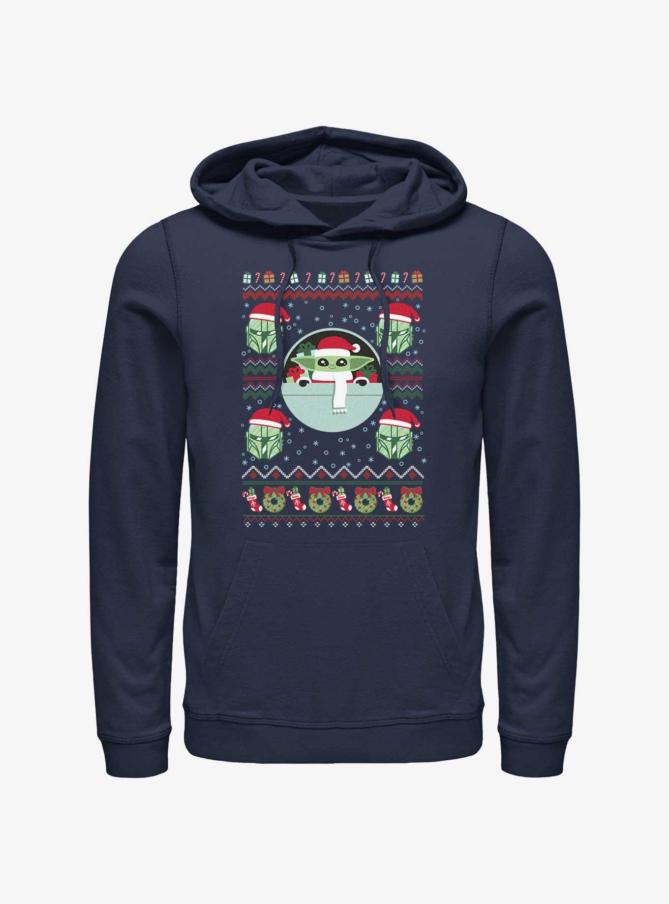 Star Wars The Mandalorian Grogu Ugly Christmas Hoodie, NAVY, hi-res