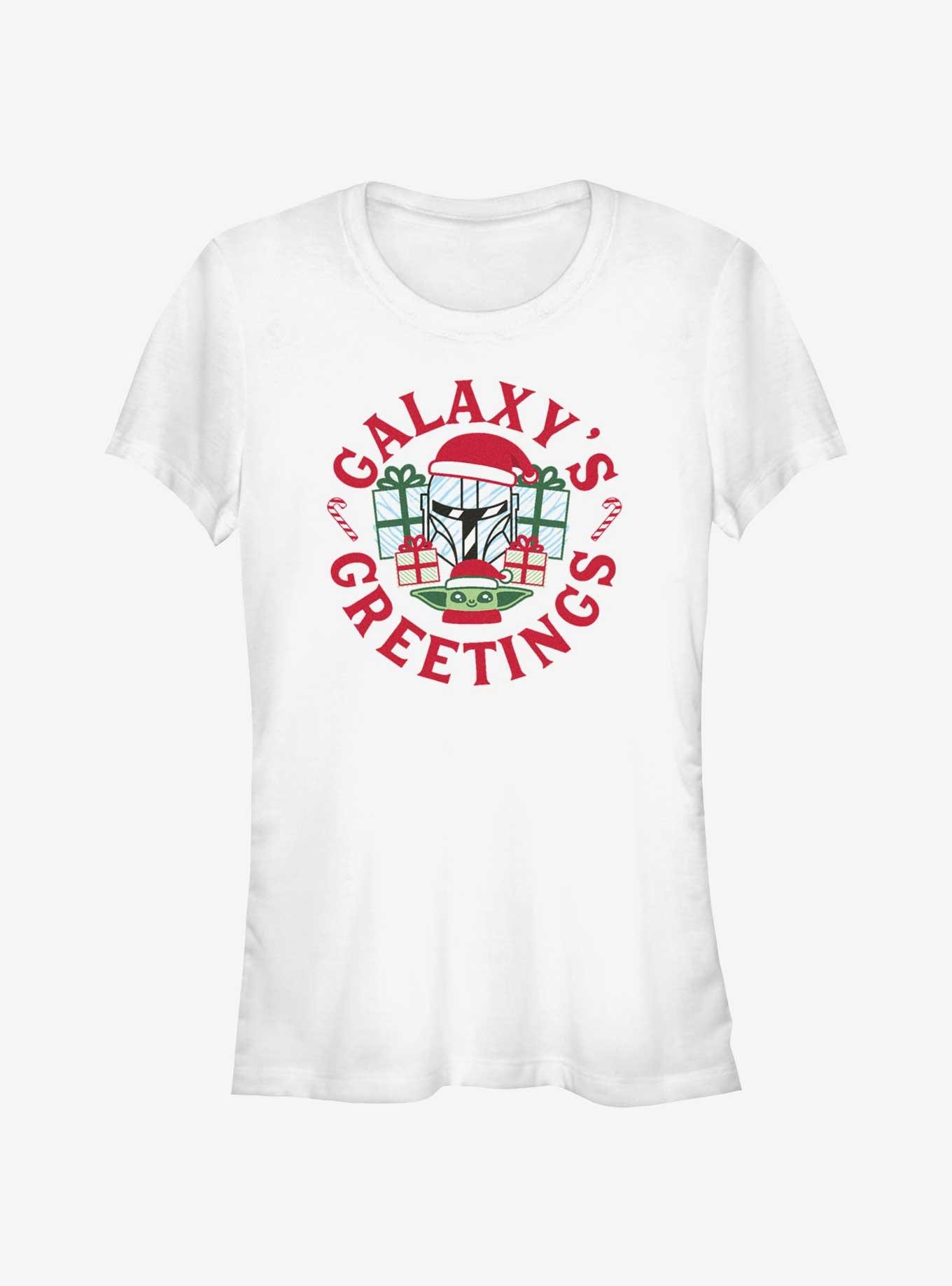 Star Wars The Mandalorian Galaxy's Greetings Stamp Girls T-Shirt, , hi-res