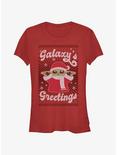 Star Wars The Mandalorian Grogu Galaxy's Greetings Girls T-Shirt, RED, hi-res