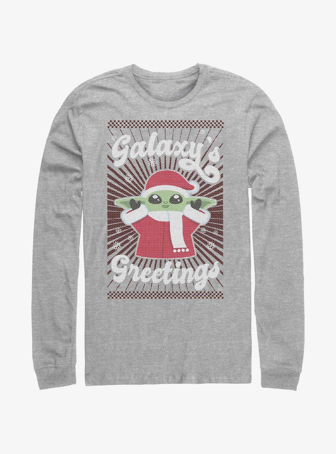 Star Wars The Mandalorian Grogu Galaxy's Greetings Long-Sleeve T-Shirt, , hi-res