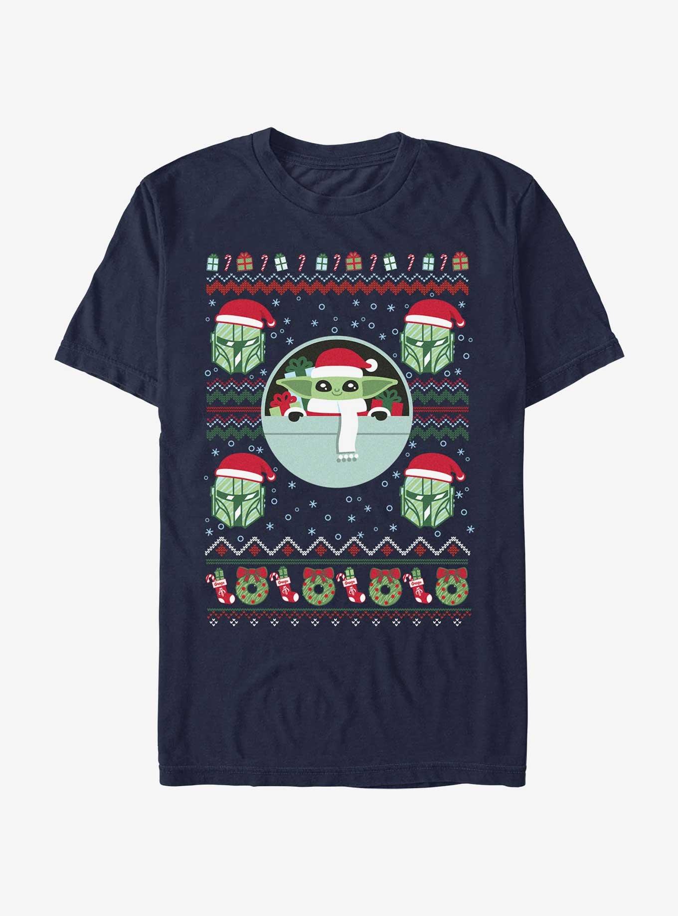 Star Wars The Mandalorian Grogu Ugly Christmas T-Shirt, NAVY, hi-res