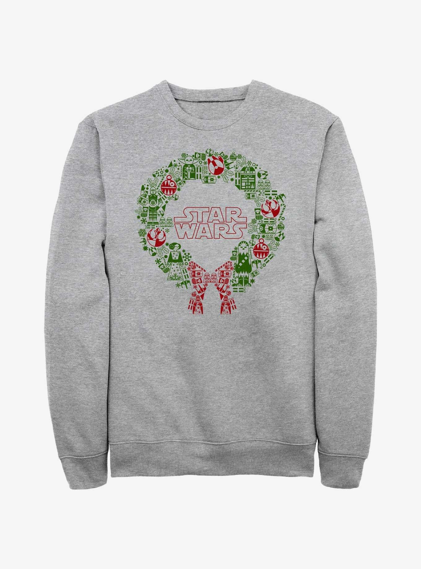 Star Wars Christmas Wreath Icon Fill Sweatshirt, ATH HTR, hi-res