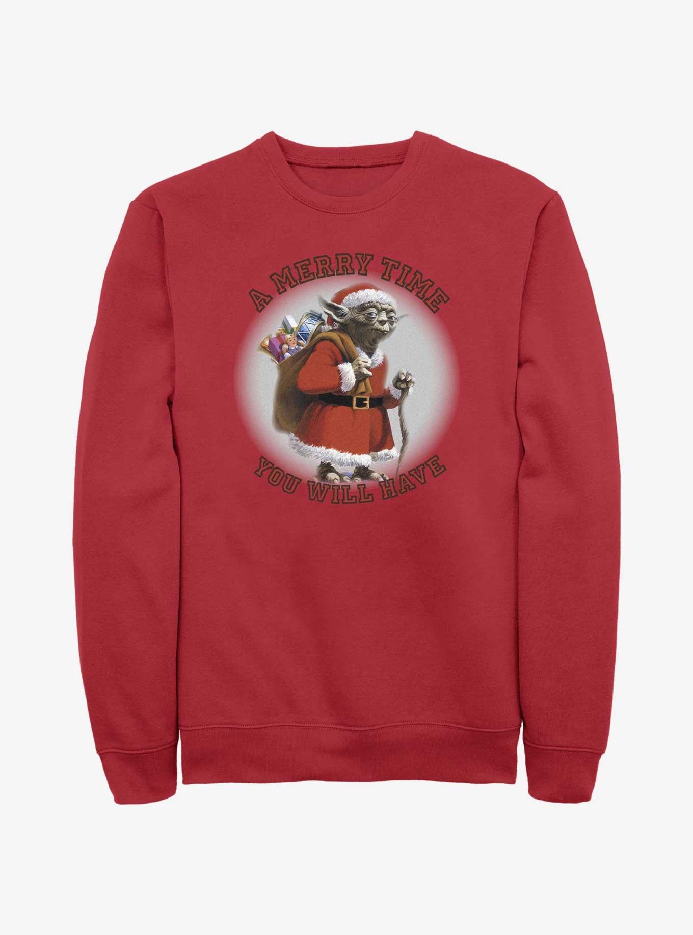 Star Wars Yoda Merry Time You Will Have Sweatshirt, RED, hi-res