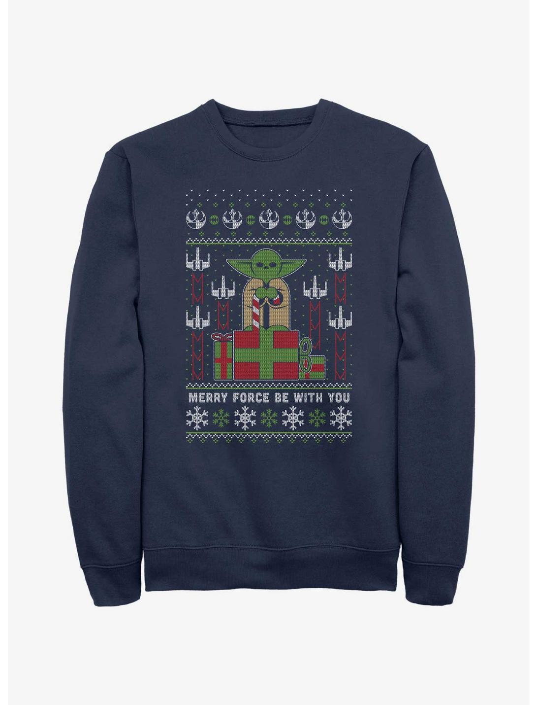 Star Wars Yoda Ugly Christmas Sweatshirt, NAVY, hi-res
