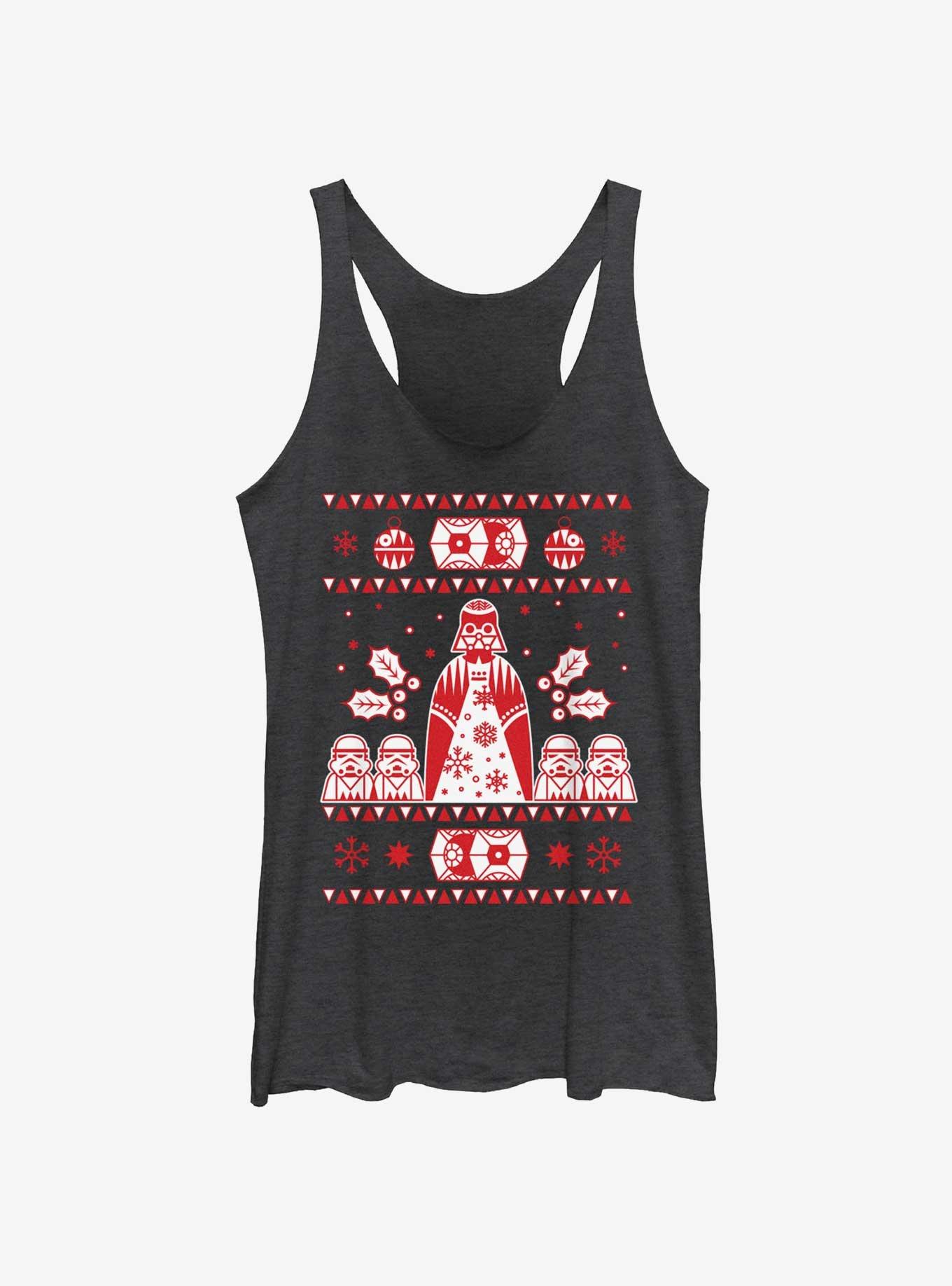 Star Wars Empire Ugly Christmas Girls Tank, BLK HTR, hi-res