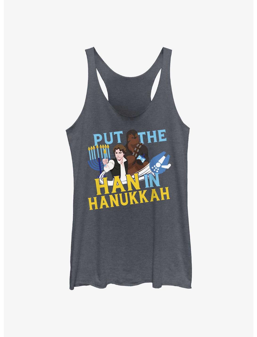 Star Wars Han In Hanukkah Girls Tank, NAVY HTR, hi-res
