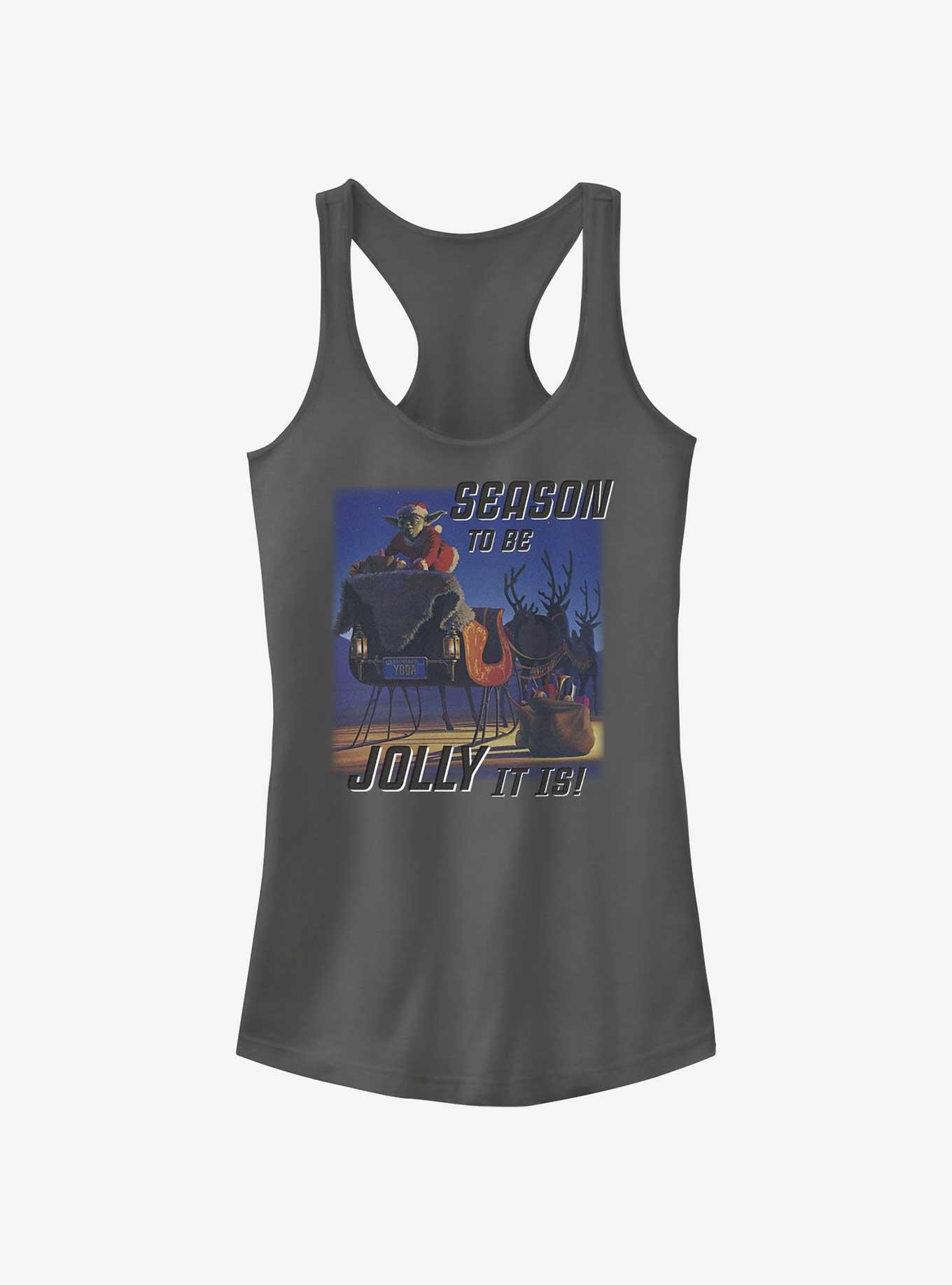 Star Wars Santa Yoda Jolly It Is Girls Tank, CHARCOAL, hi-res