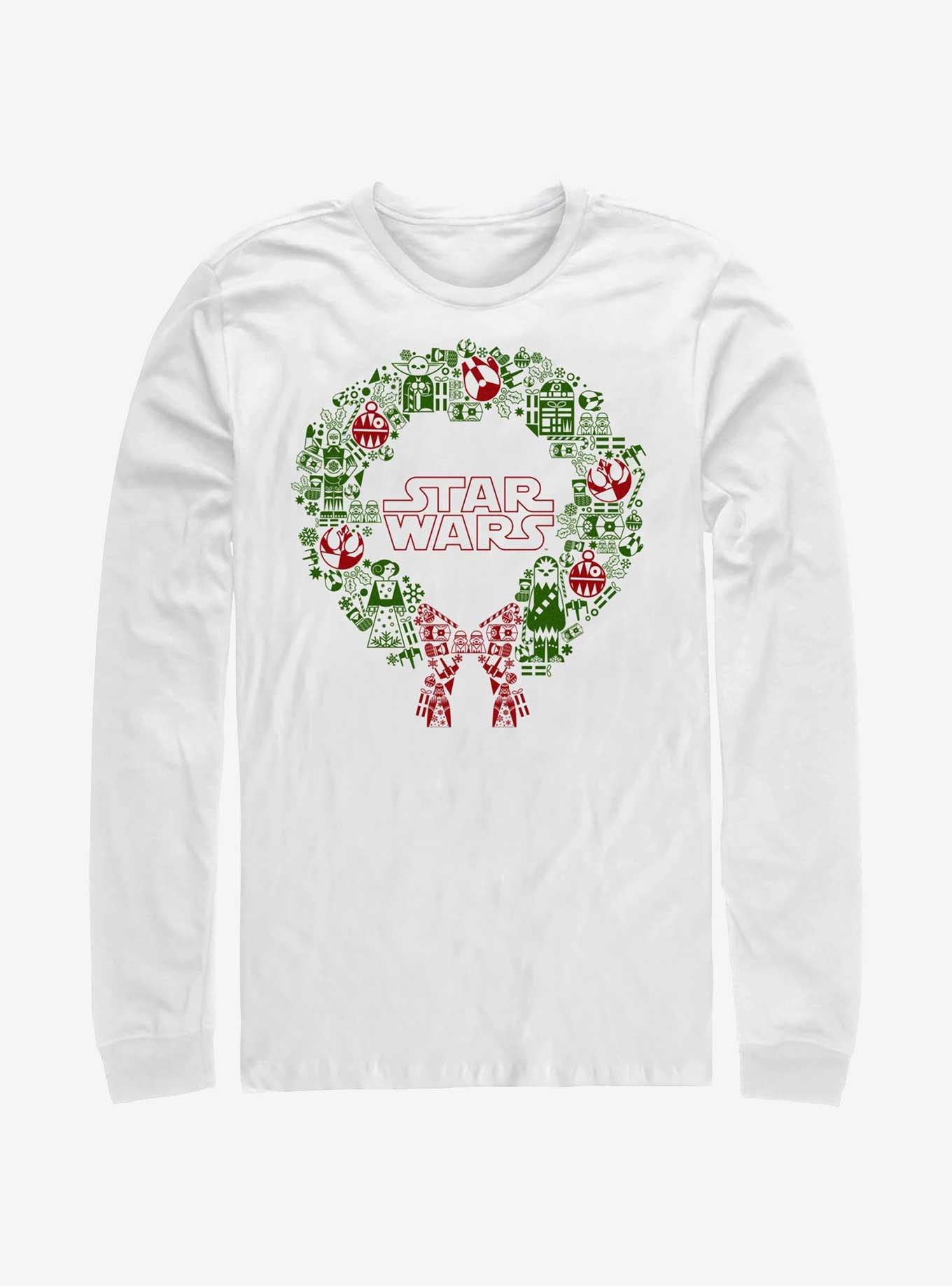 Star Wars Christmas Wreath Icon Fill Long-Sleeve T-Shirt, , hi-res