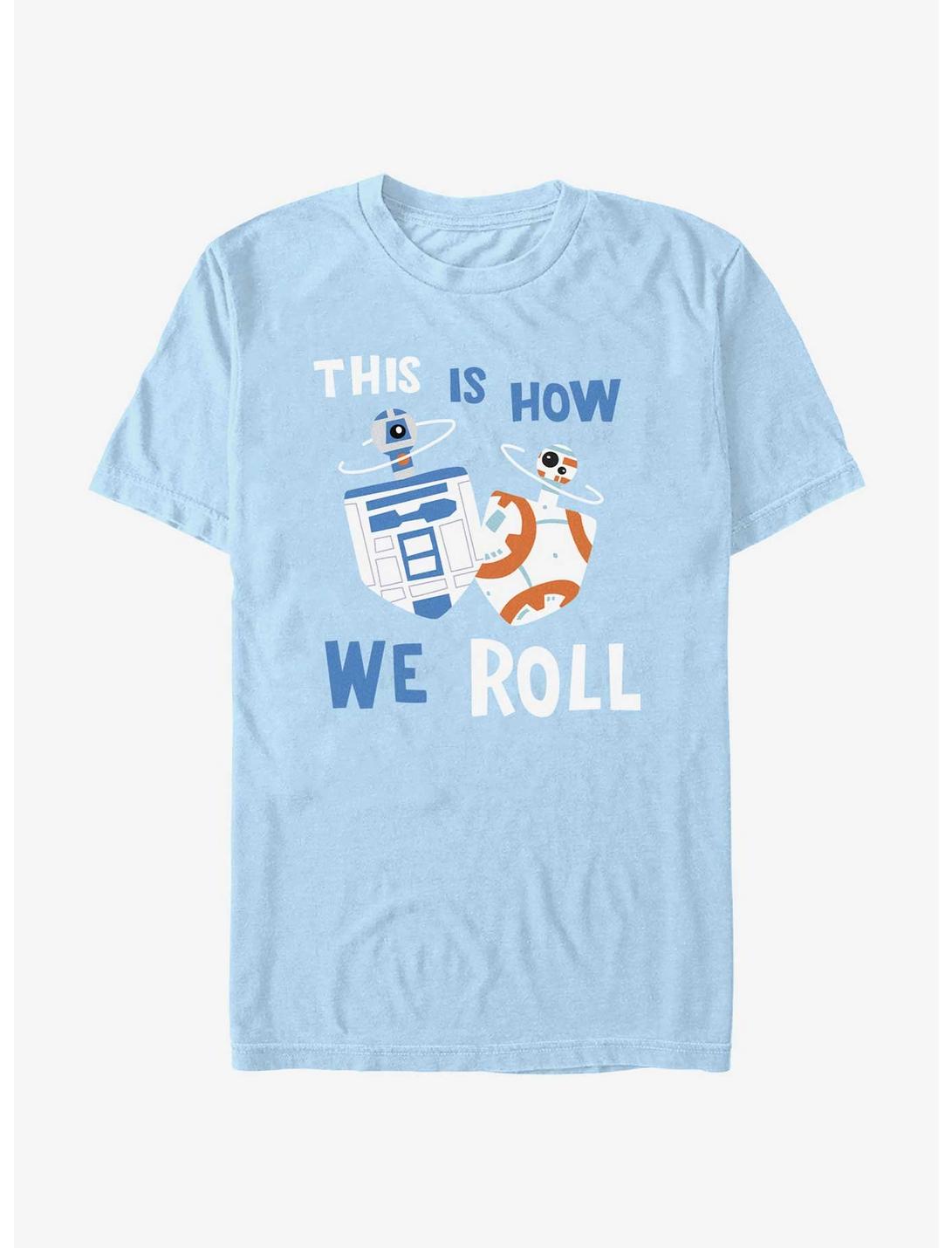 Star Wars Droid Dreidels R2-D2 and BB-8 T-Shirt, LT BLUE, hi-res