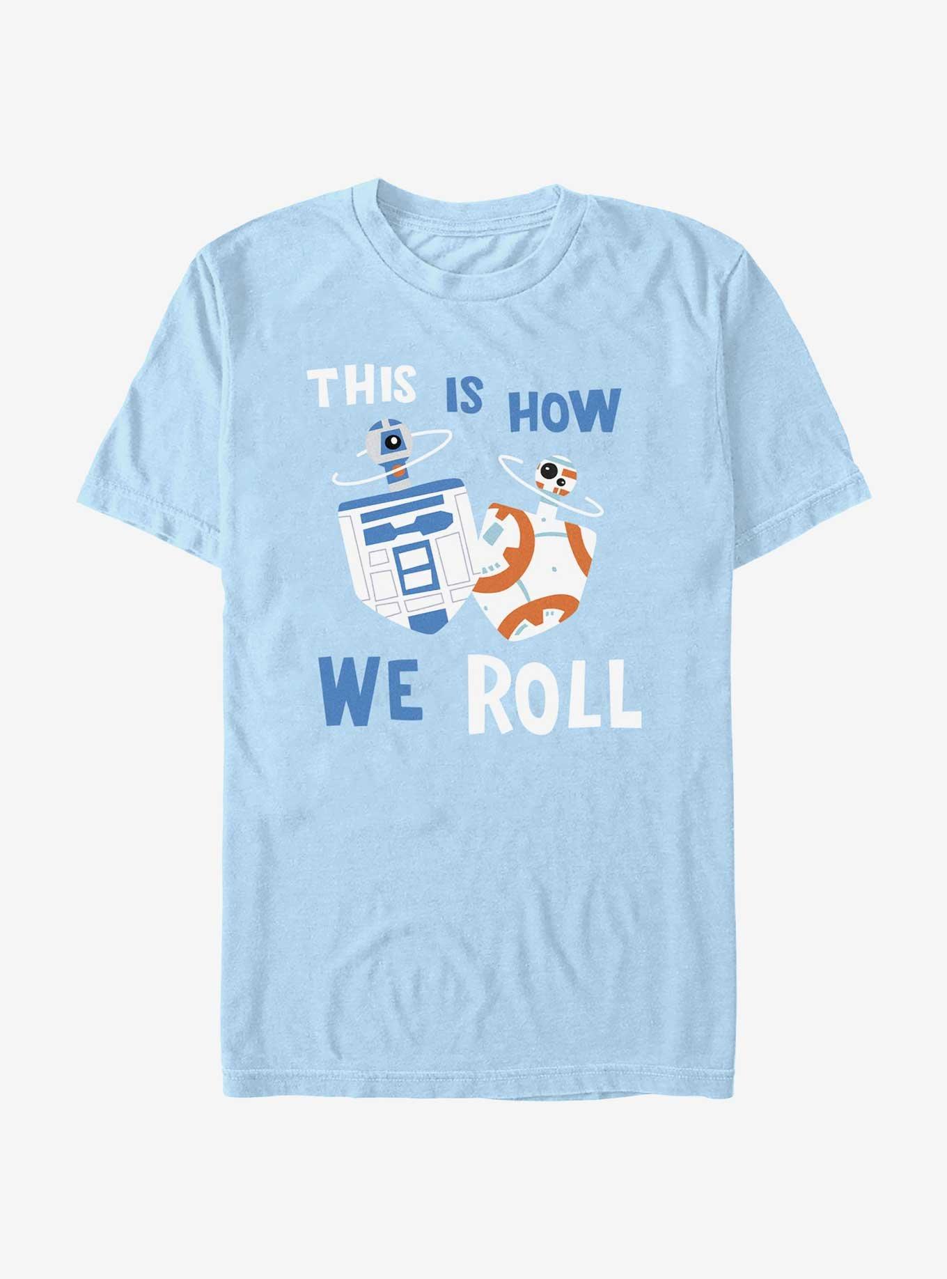 Star Wars Droid Dreidels R2-D2 and BB-8 T-Shirt, LT BLUE, hi-res