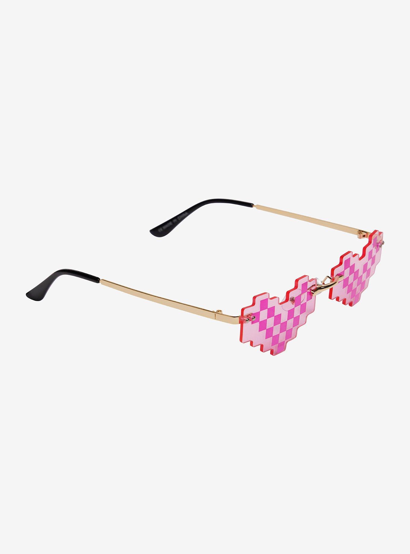 Pink Digital Hearts Sunglasses Hot Topic