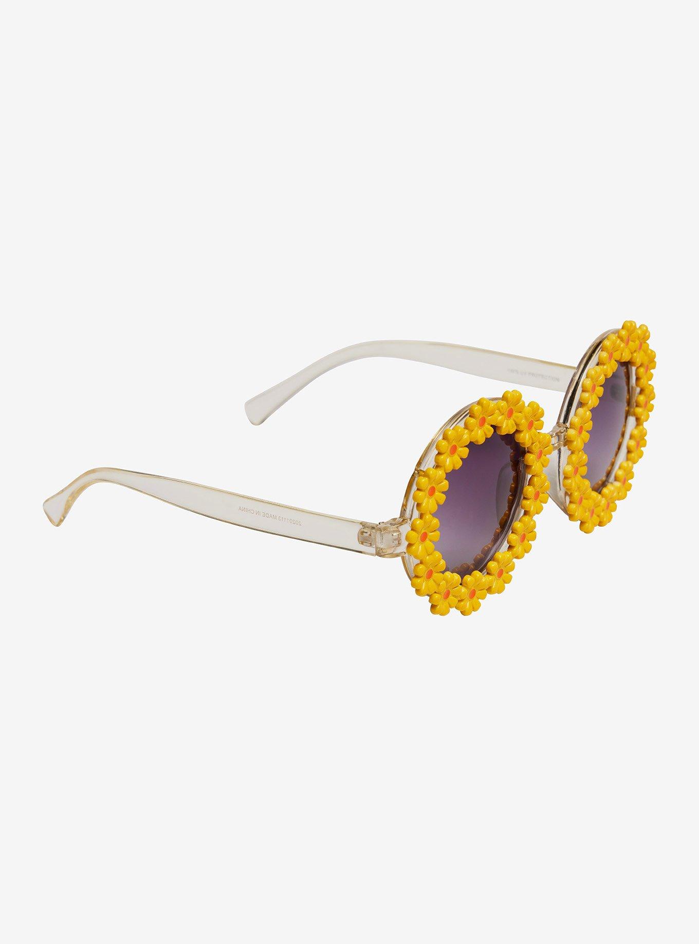 Yellow Daisy Round Sunglasses, , hi-res
