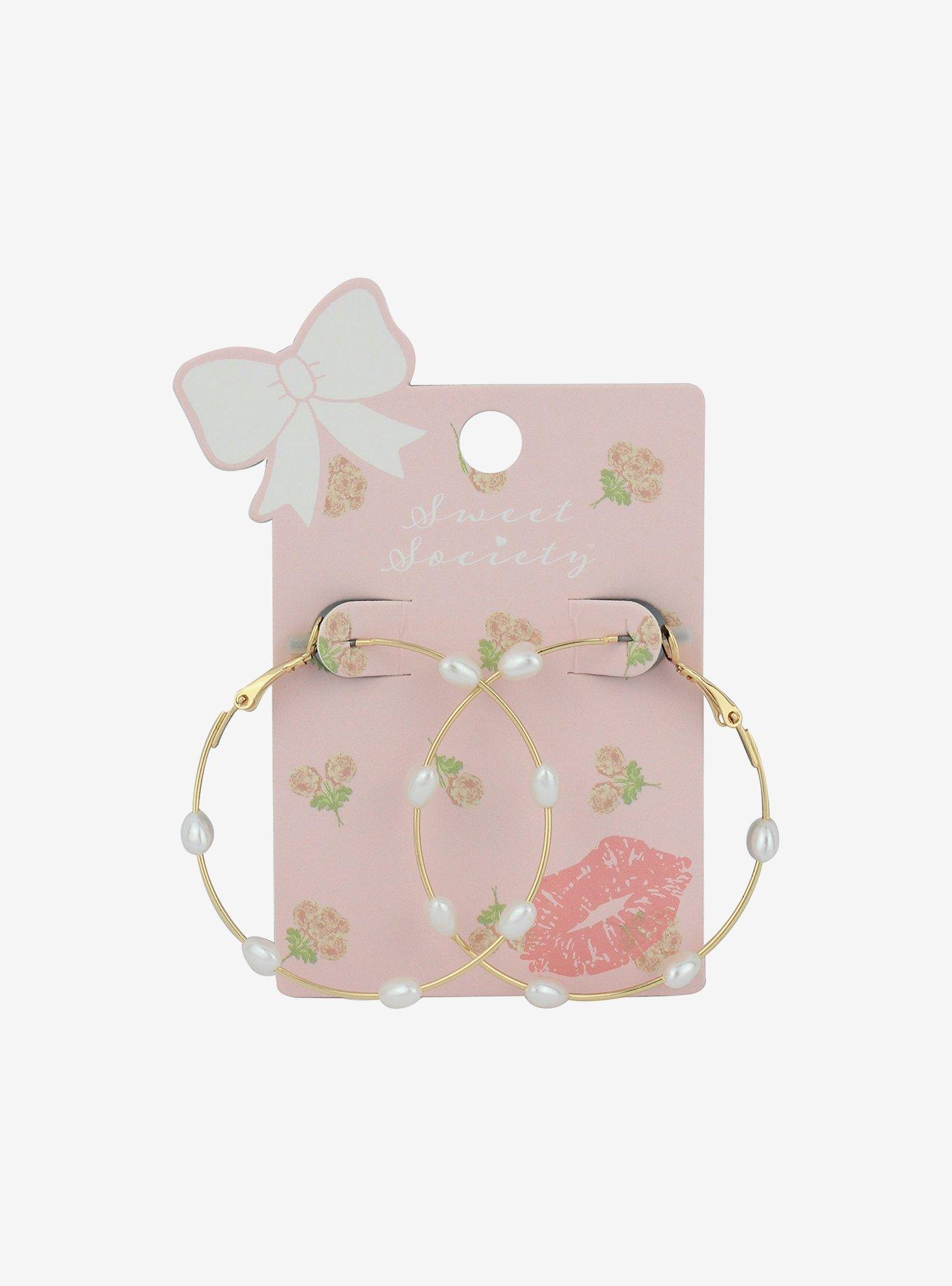 Sweet Society Bubble Pearl Hoop Earrings Hot Topic