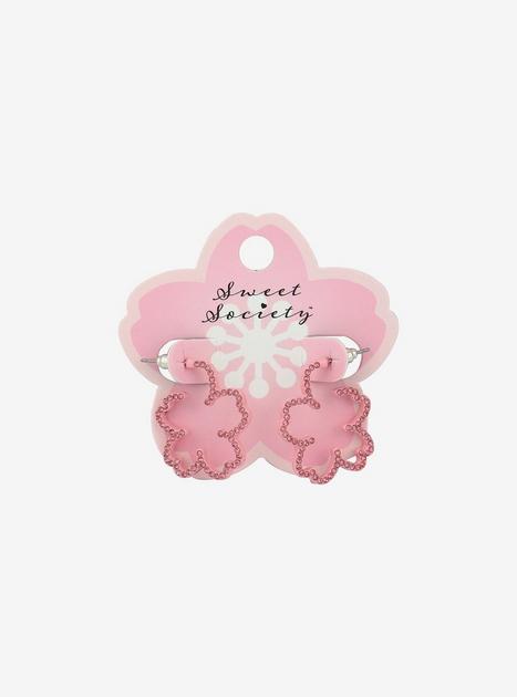 Sakura Bling Outline Hoop Earrings | Hot Topic
