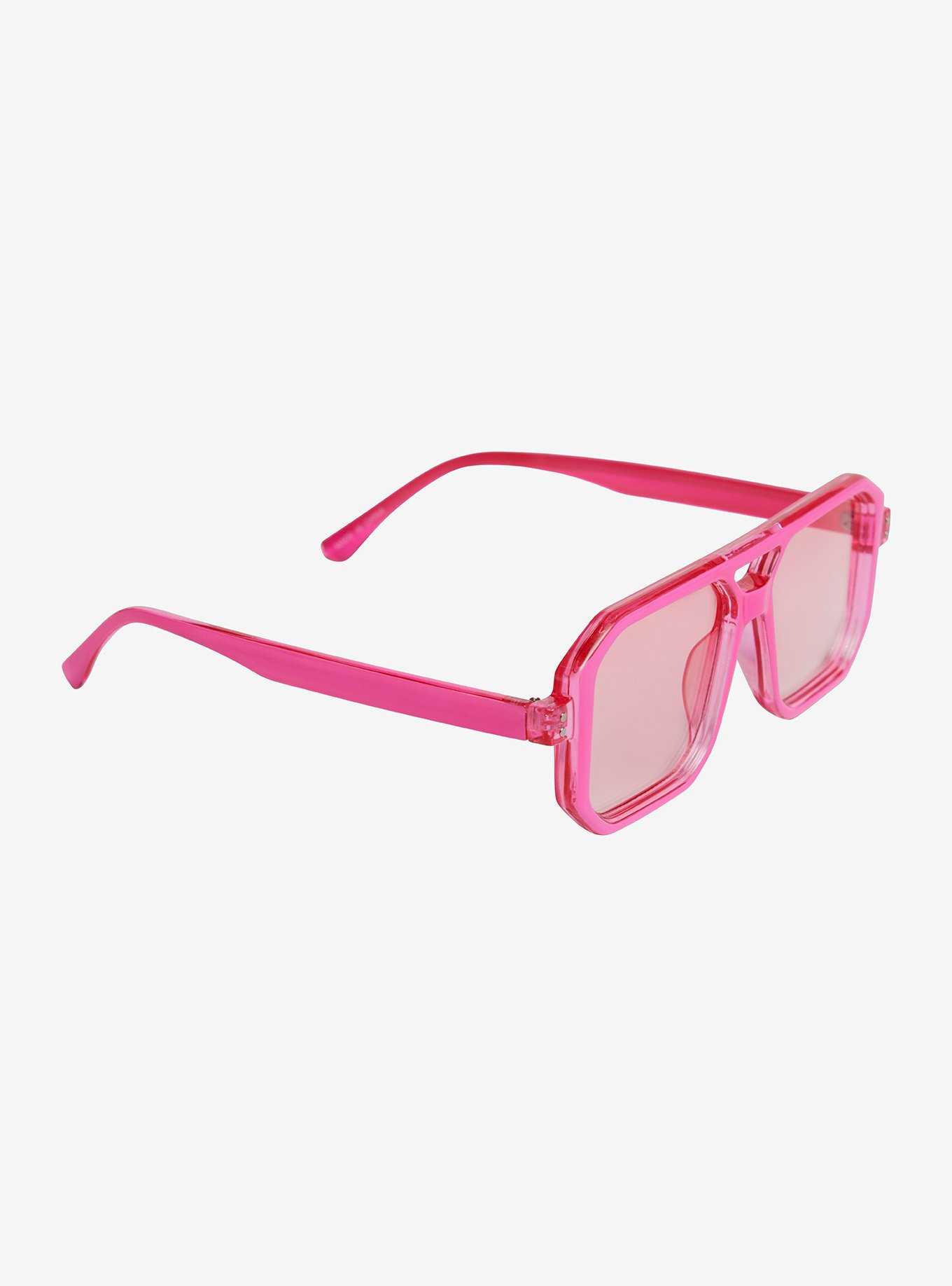Pink Block Aviator Sunglasses, , hi-res