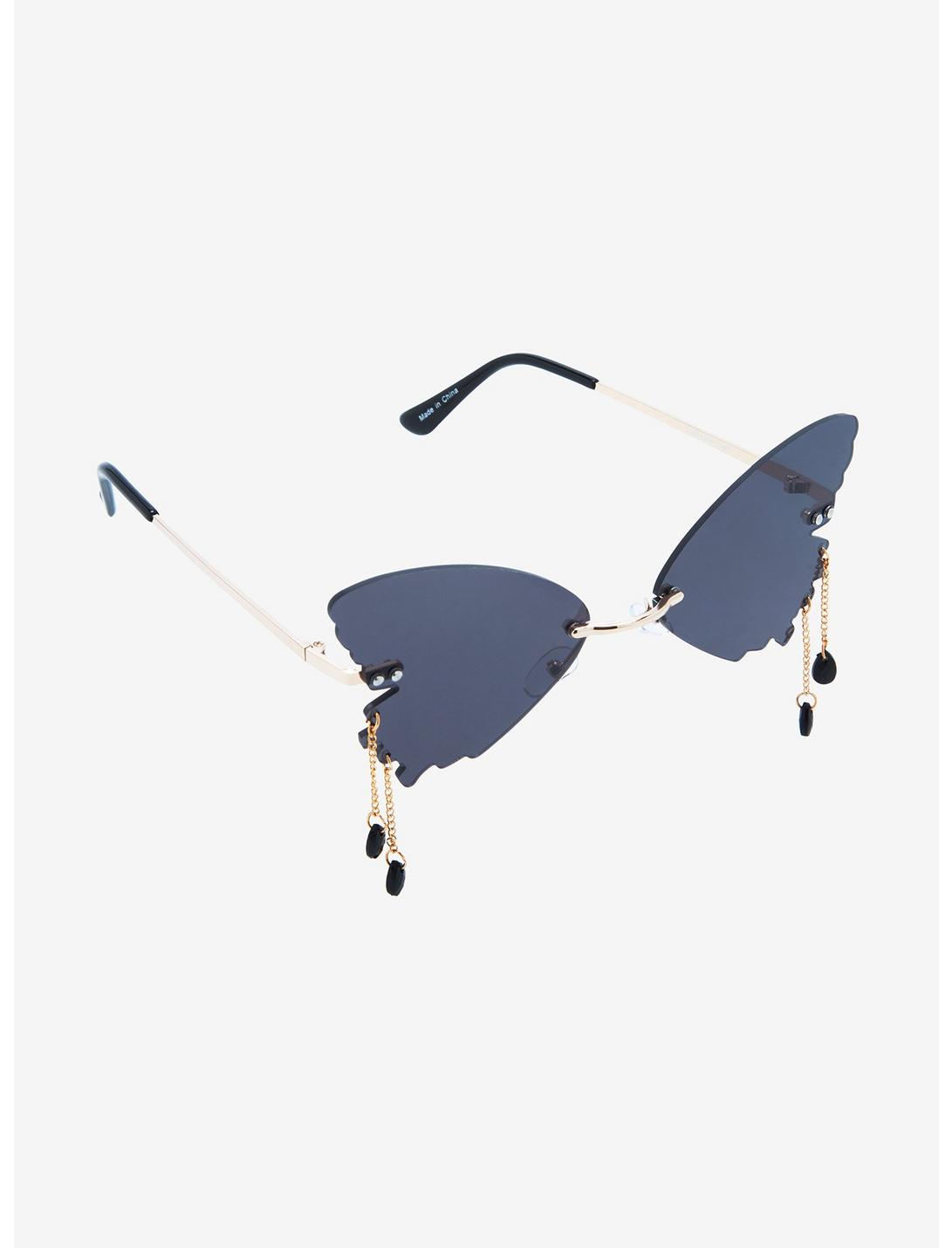 Black Butterfly Gem Drop Sunglasses, , hi-res