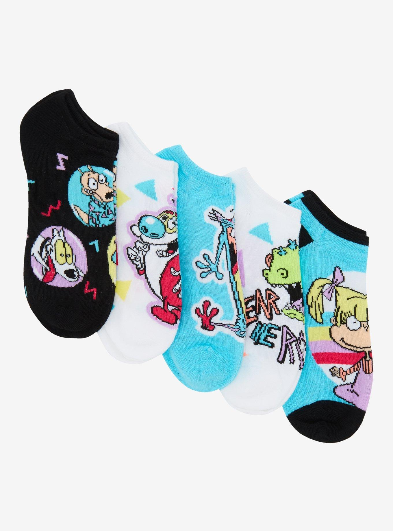 Nickelodeon '90s Characters No-Show Socks 5 Pair, , hi-res