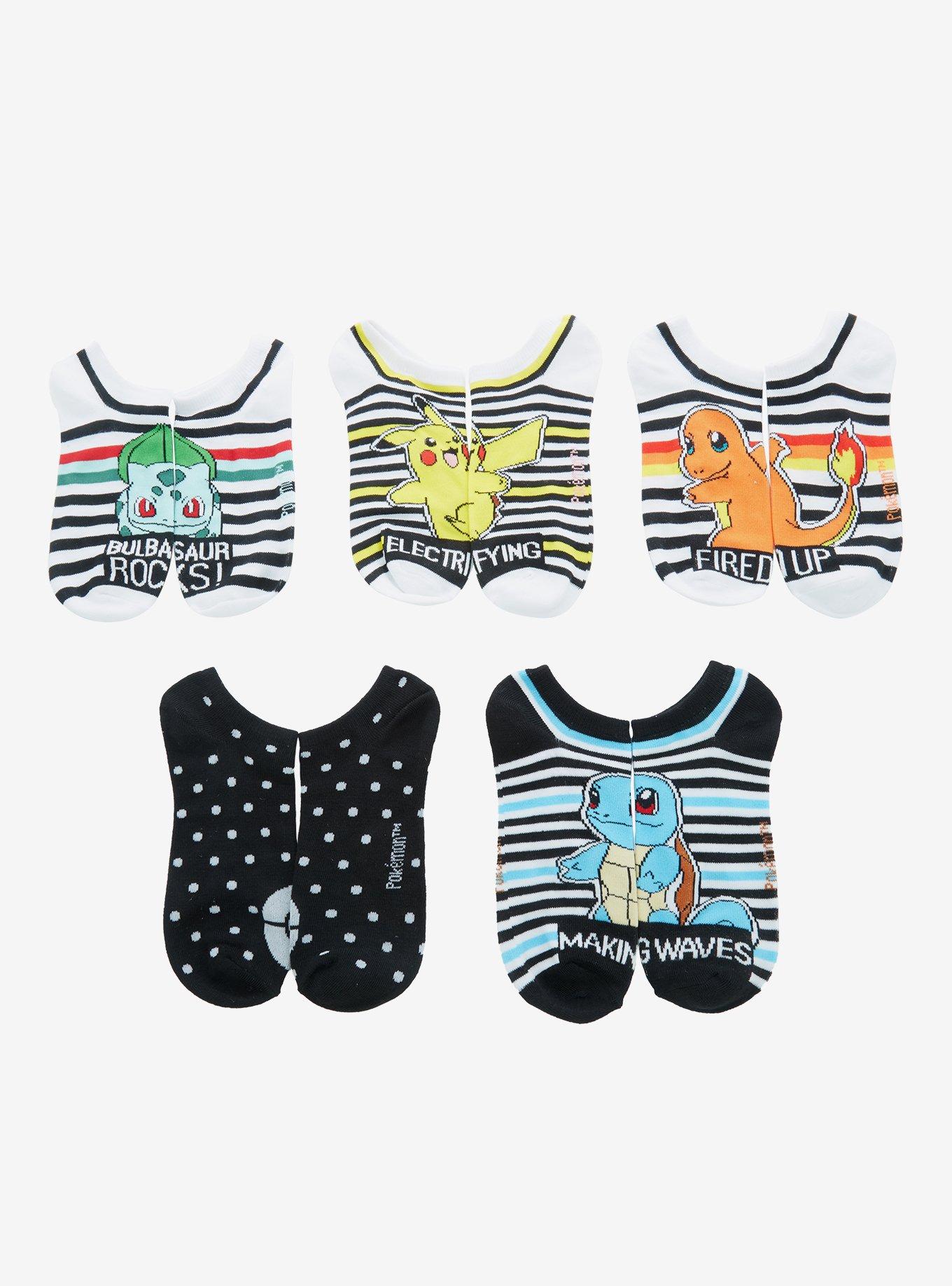 Pokemon Starter Stripe No-Show Socks 5 Pair, , hi-res