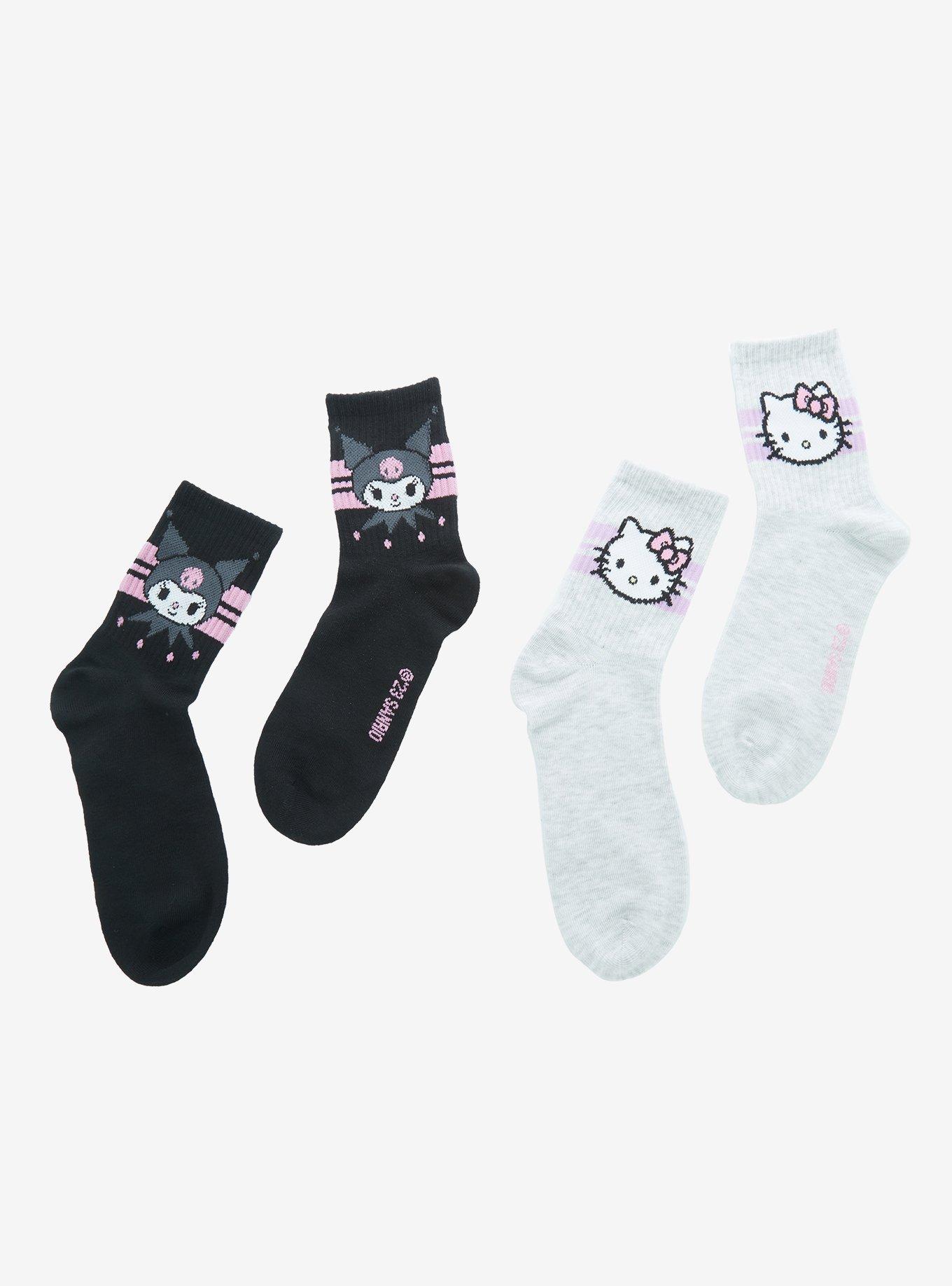 Hello Kitty & Kuromi Crew Socks 2 Pair, , hi-res