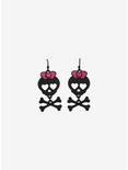 Black & Pink Skull & Crossbones Drop Earrings, , hi-res