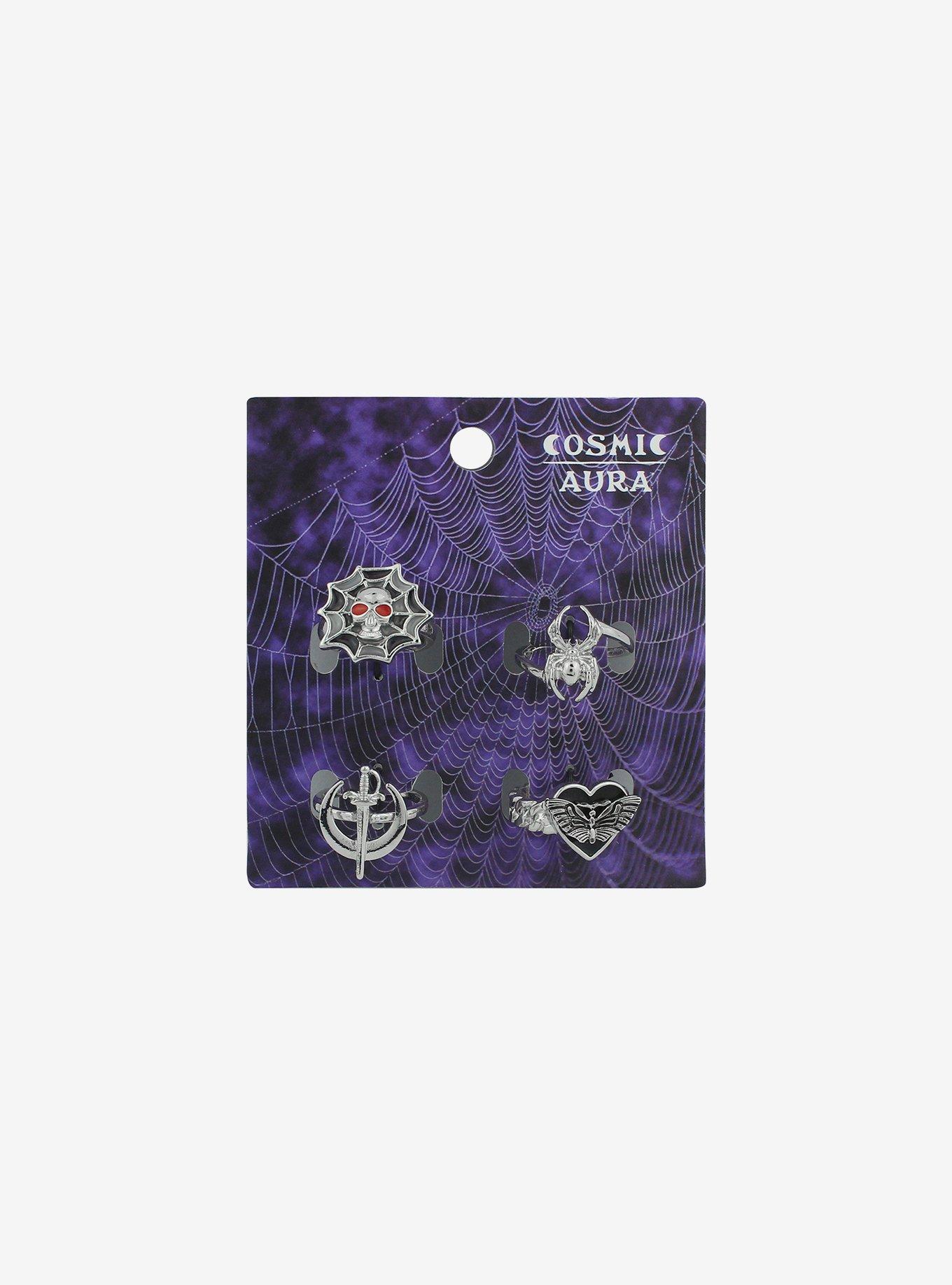 Cosmic Aura Spider Skull Web Ring Set, , hi-res
