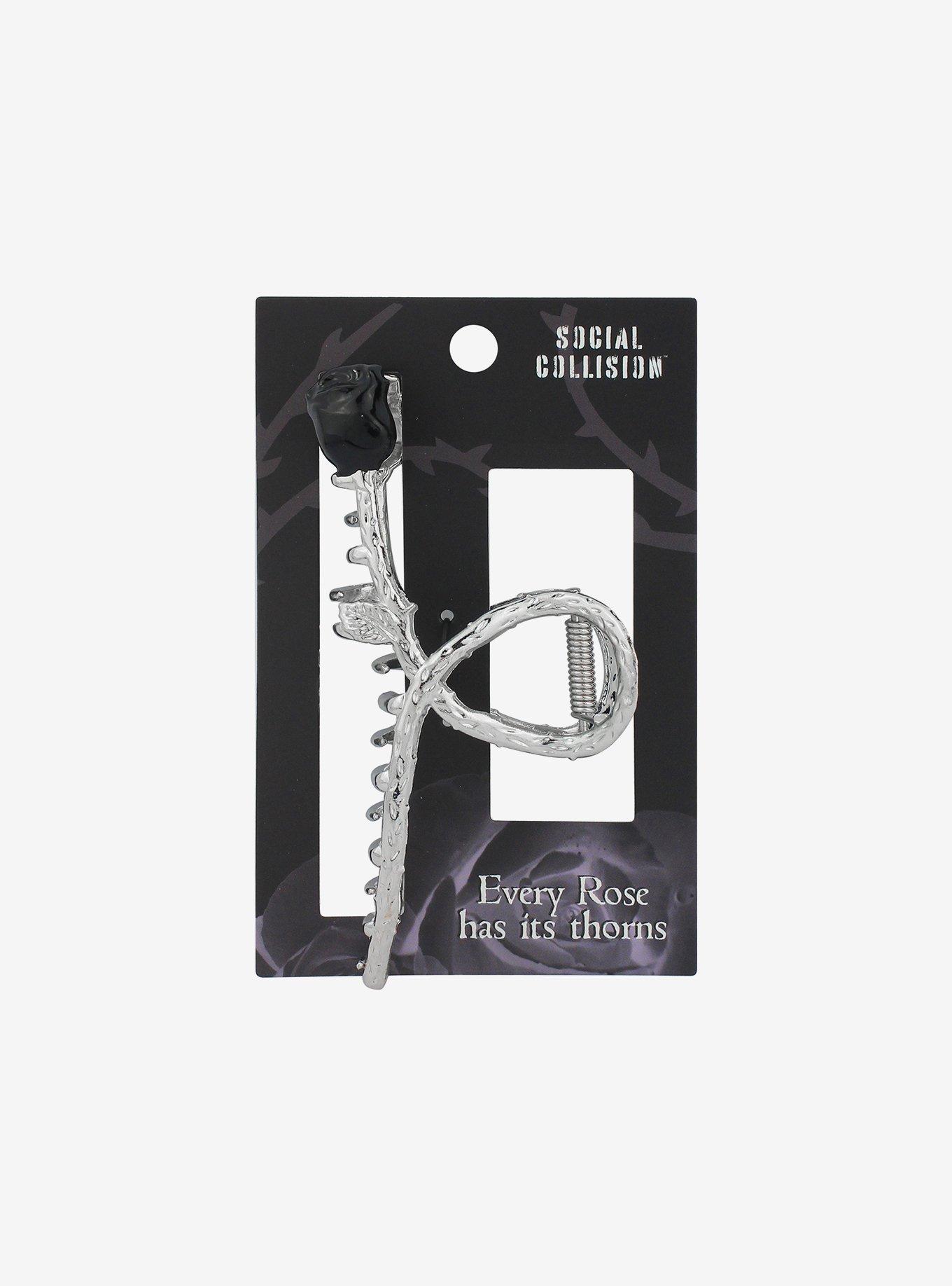 Black Rose Claw Hair Clip, , hi-res