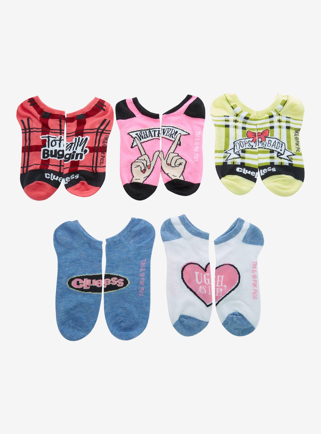 Clueless Quotes No-Show Socks 5 Pair, , hi-res
