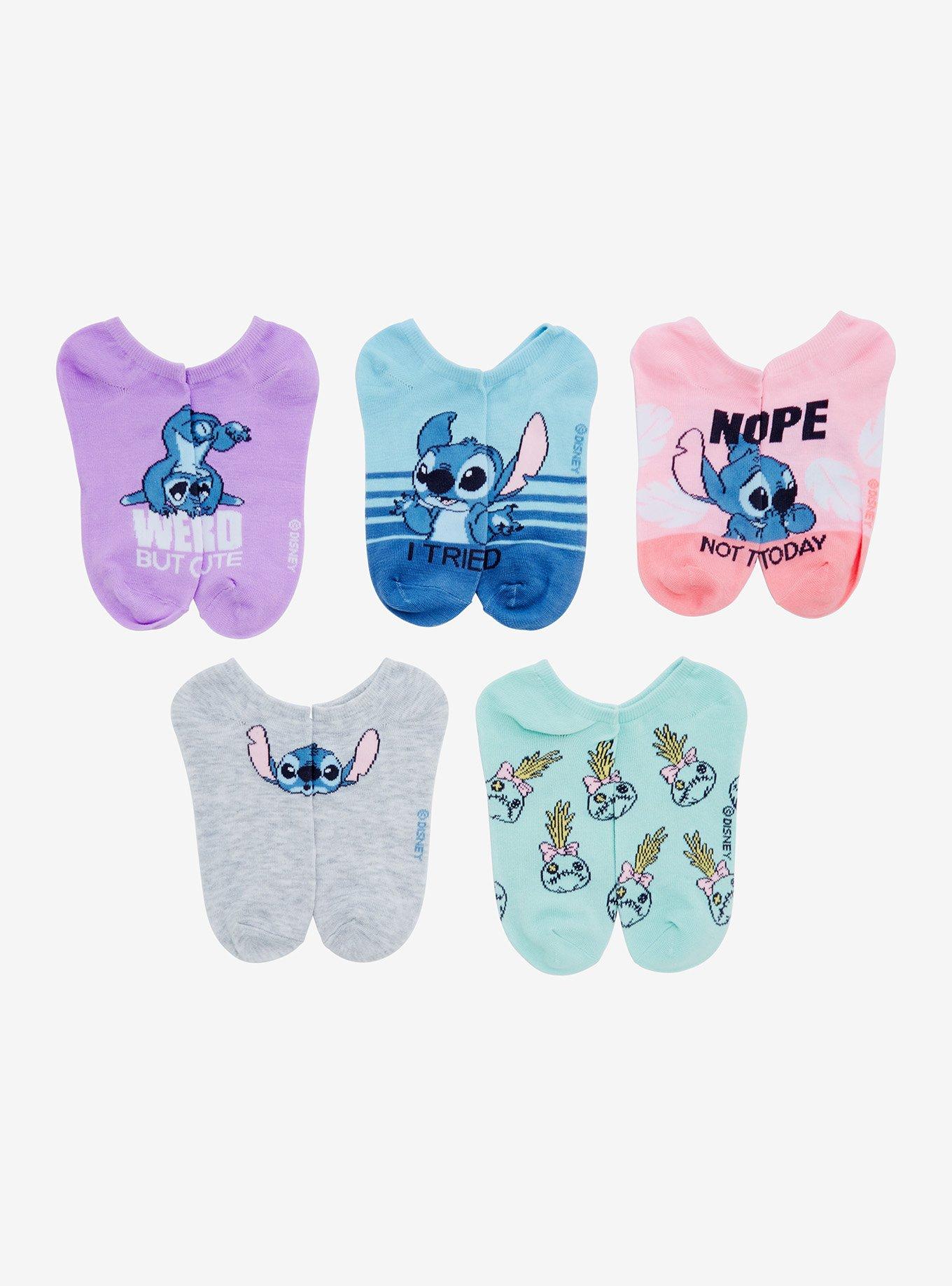 Disney Lilo & Stitch Phrases No-Show Socks 5 Pair, , hi-res