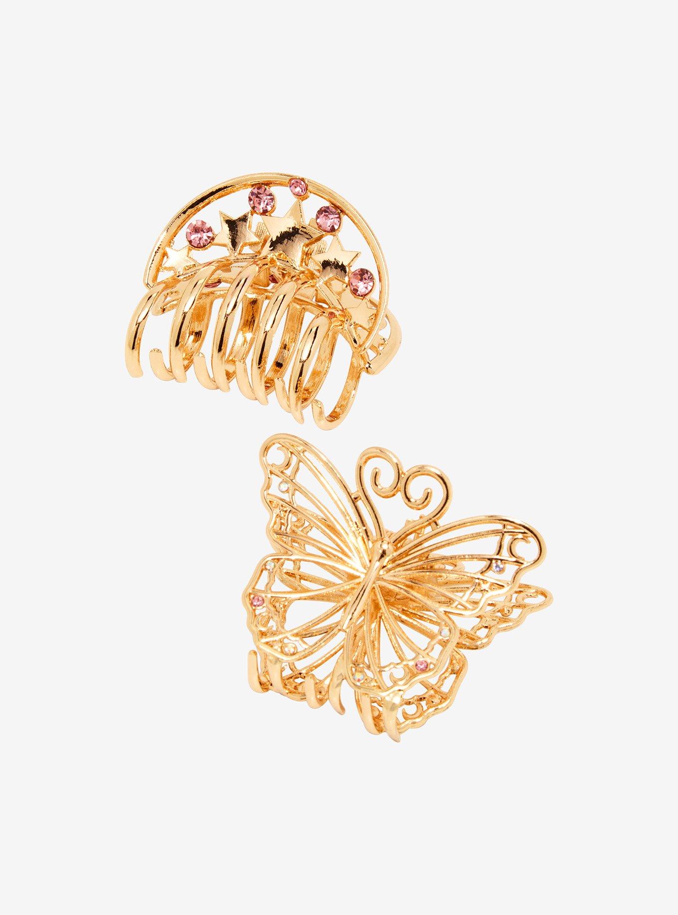 Thorn & Fable Butterfly Star Claw Hair Clip Set, , hi-res