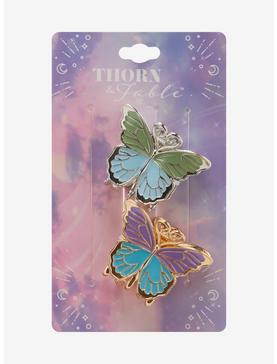 Thorn & Fable Two-Toned Butterfly Mini Claw Hair Clip Set, , hi-res