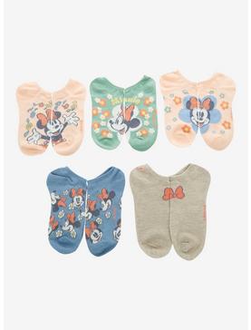Plus Size Disney Minnie Mouse Floral No-Show Socks 5 Pair, , hi-res