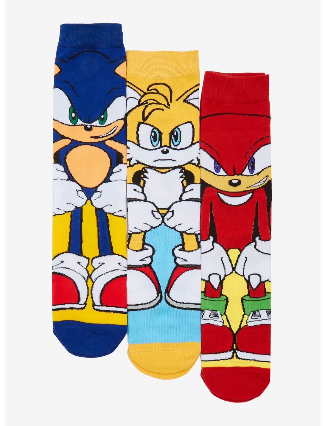 Plus Size Sonic The Hedgehog Characters Crew Socks 3 Pair, , hi-res