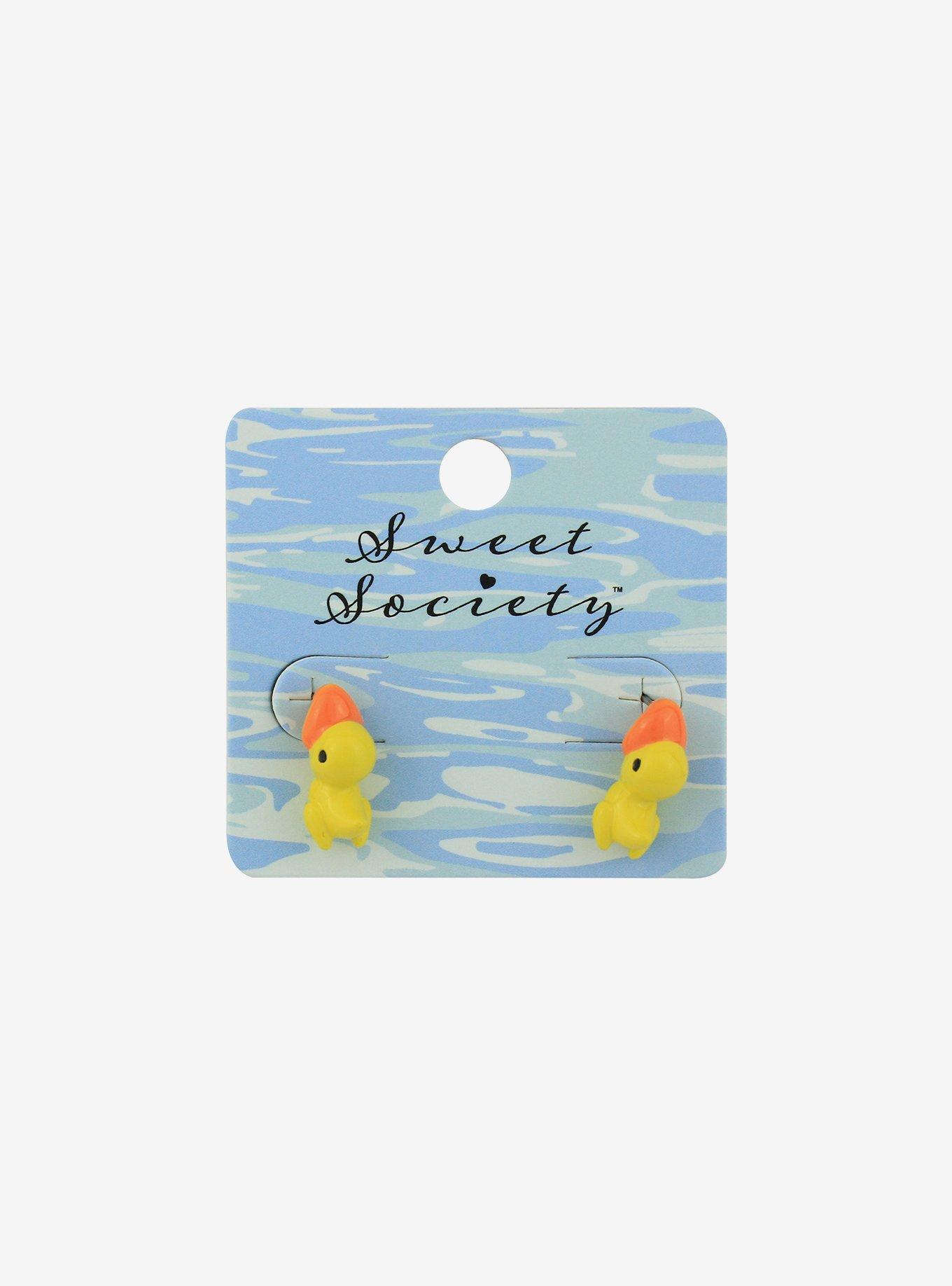 Yellow Duck Biting Earrings, , hi-res