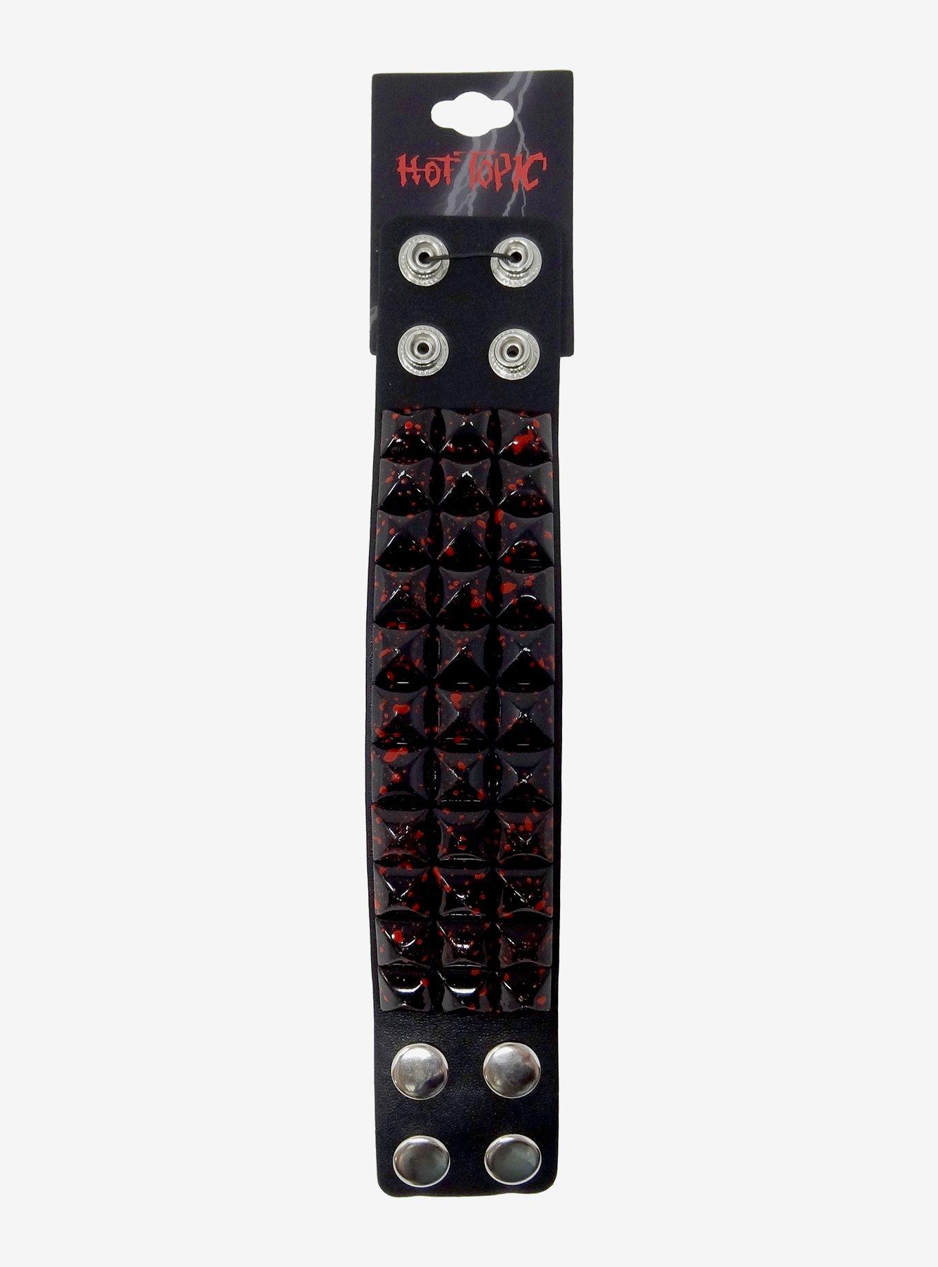 Black & Red Splatter Pyramid Cuff Bracelet, , hi-res
