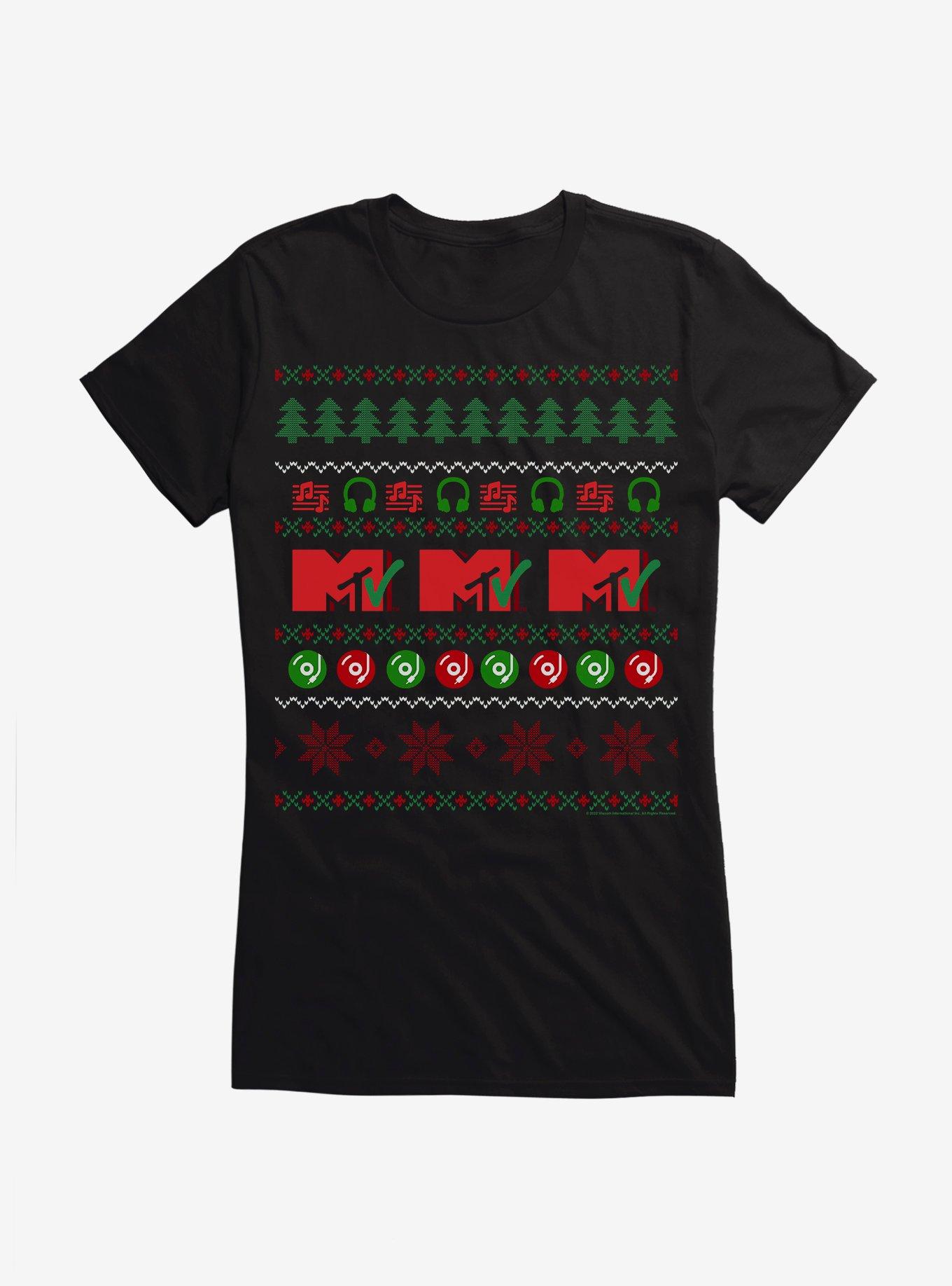 MTV Ugly Christmas Sweater Girls T-Shirt, BLACK, hi-res