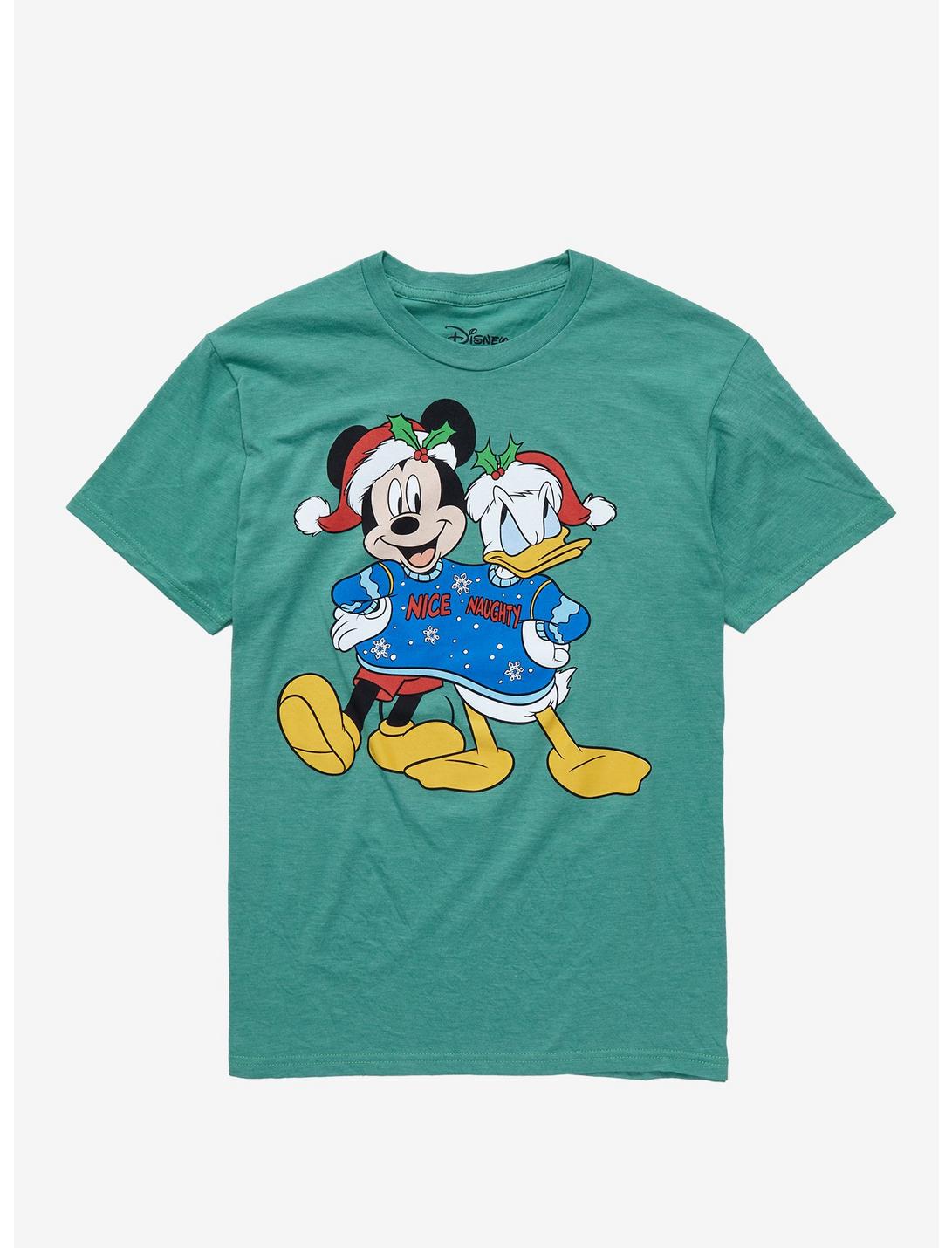 Disney Mickey Mouse & Donald Duck Holiday Sweater T-Shirt, GREEN HEATHER, hi-res