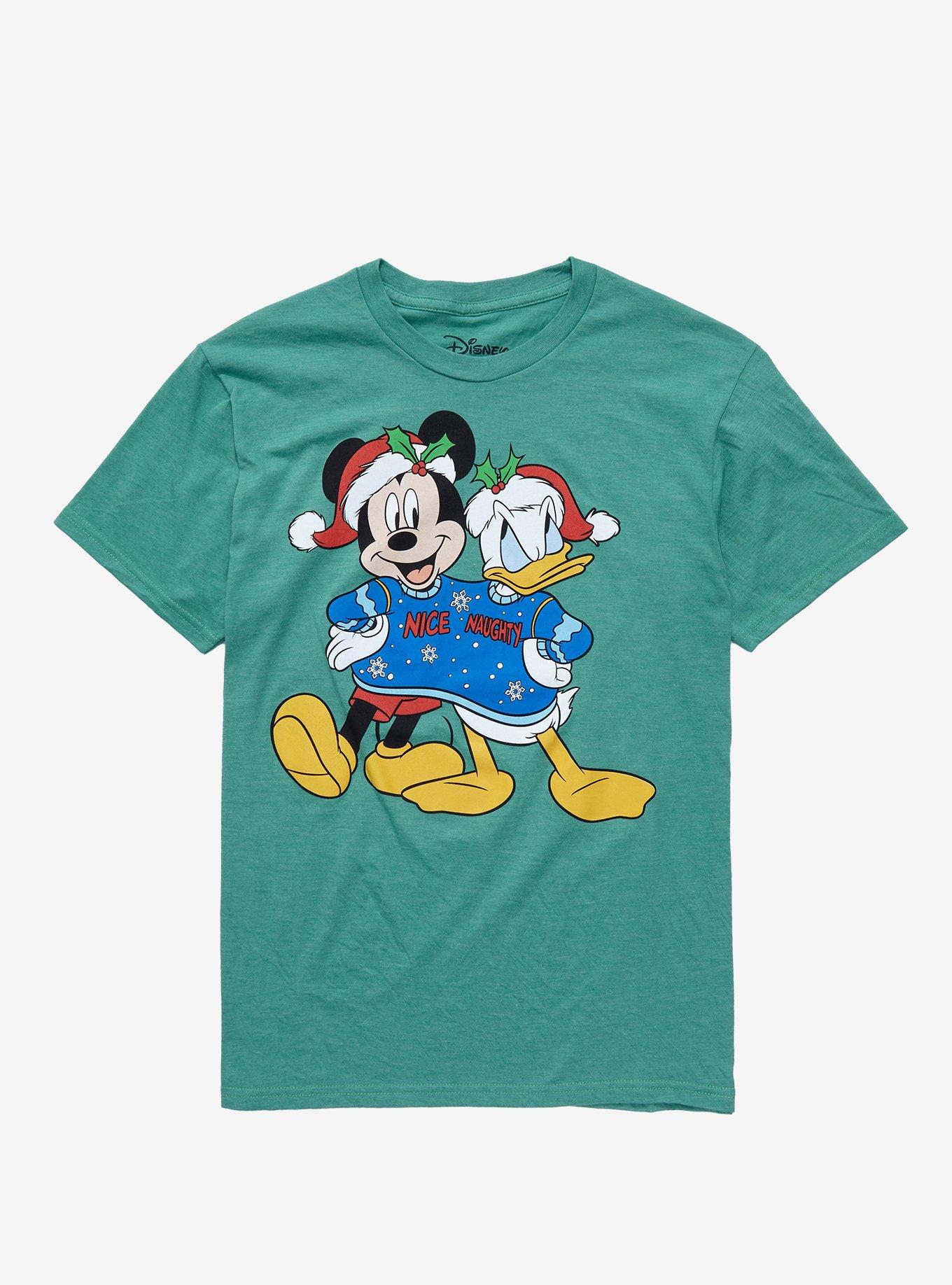 Disney Mickey Mouse & Donald Duck Holiday Sweater T-Shirt, GREEN HEATHER, hi-res