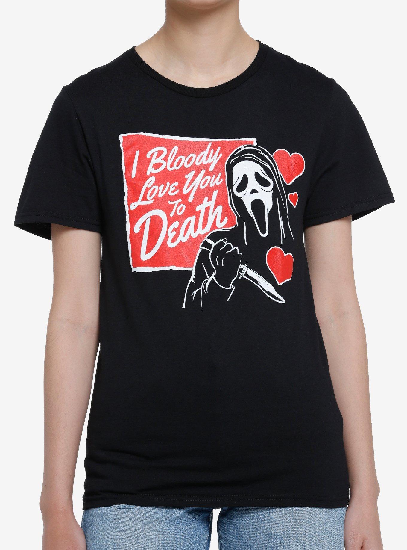 Scream Ghost Face I Bloody Love You Boyfriend Fit Girls T-Shirt, MULTI, hi-res
