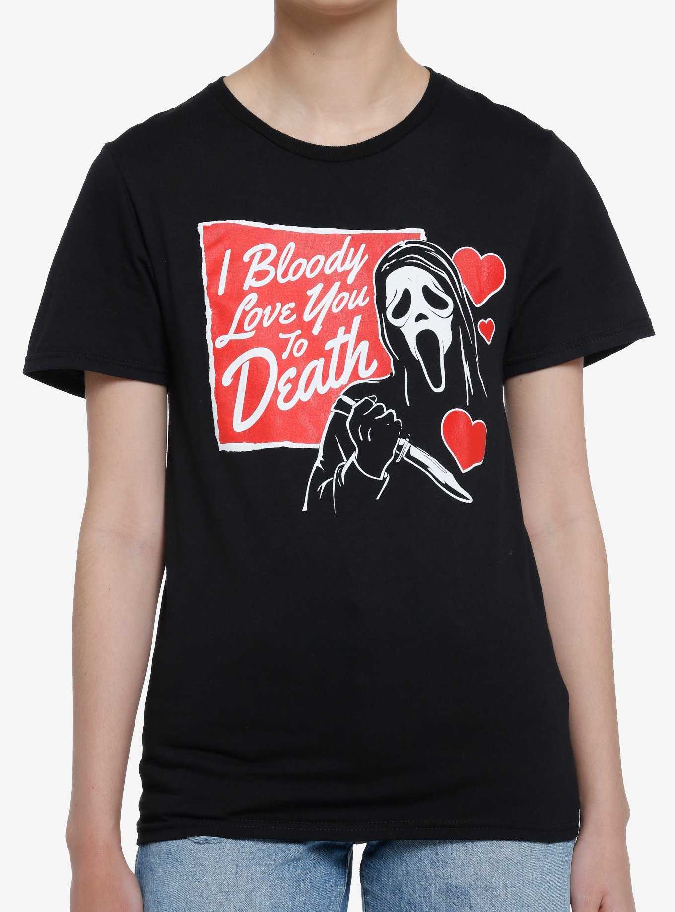 Scream Ghost Face I Bloody Love You Boyfriend Fit Girls T-Shirt, , hi-res