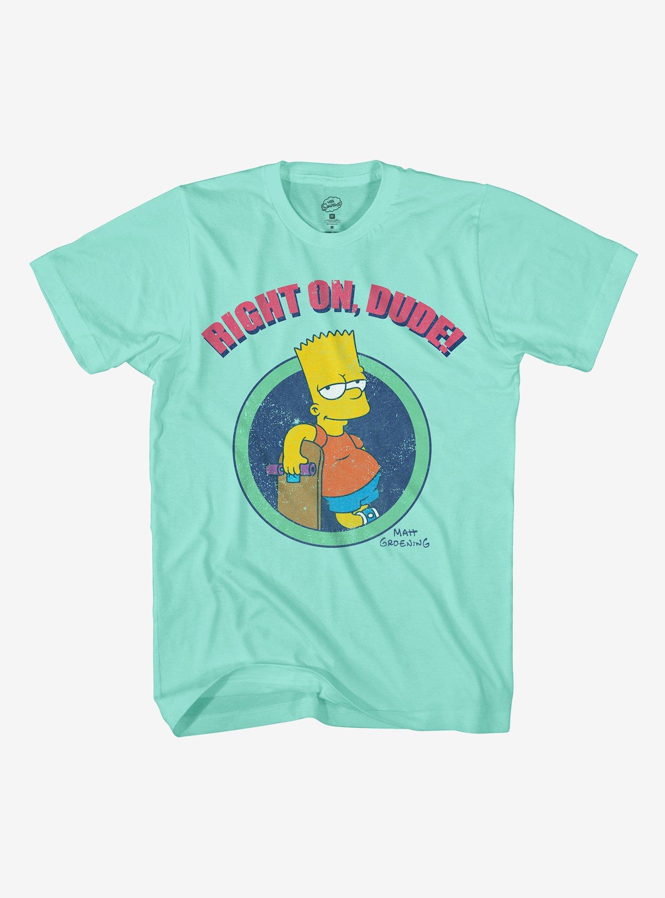 The Simpsons Bart Right On Dude T-Shirt, CELEDON, hi-res